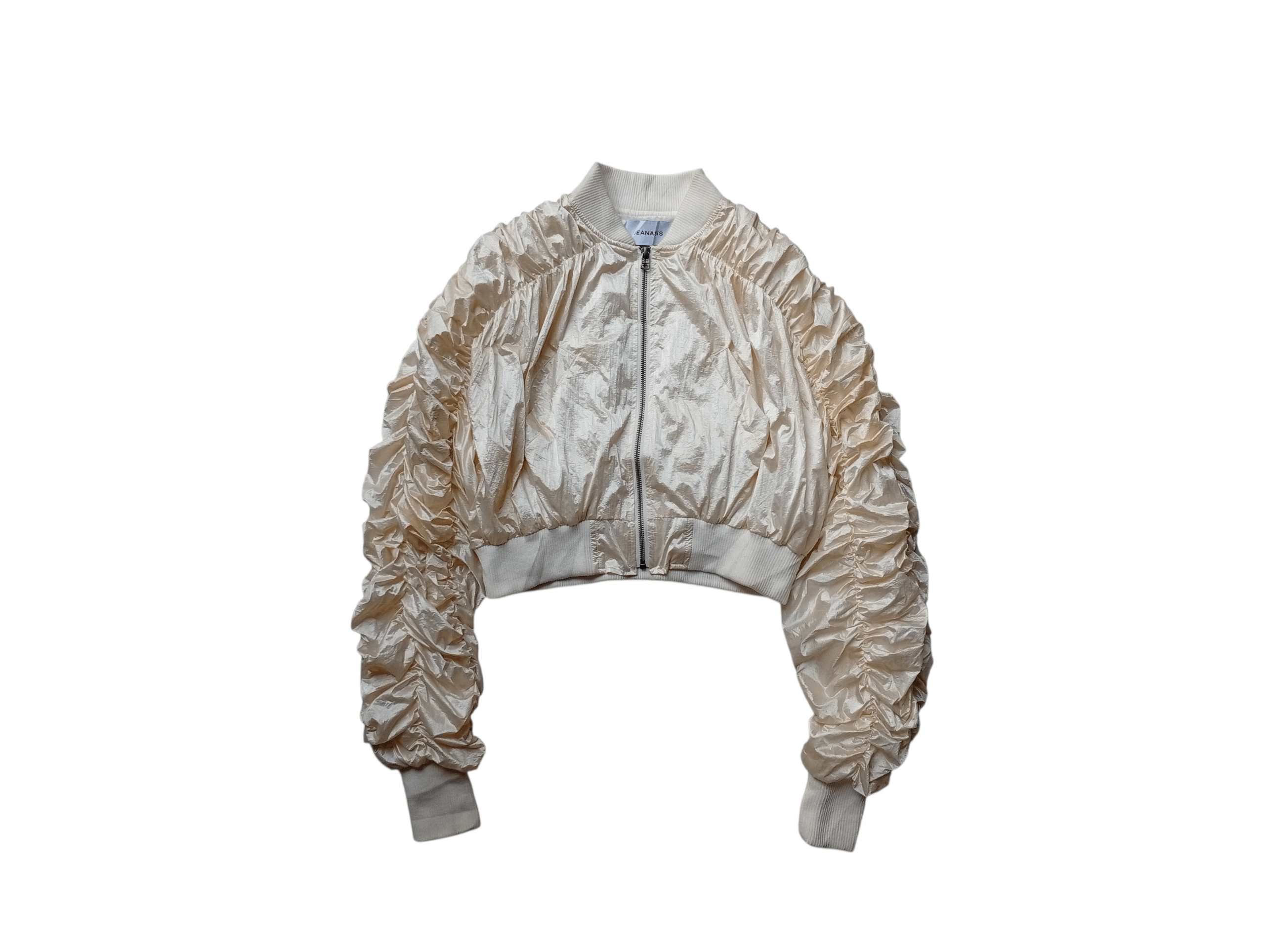 Japanese Brand Jeanasis wrinkled sleeve crop bomber jacket Size M / US 6-8 / IT 42-44 - 1 Thumbnail