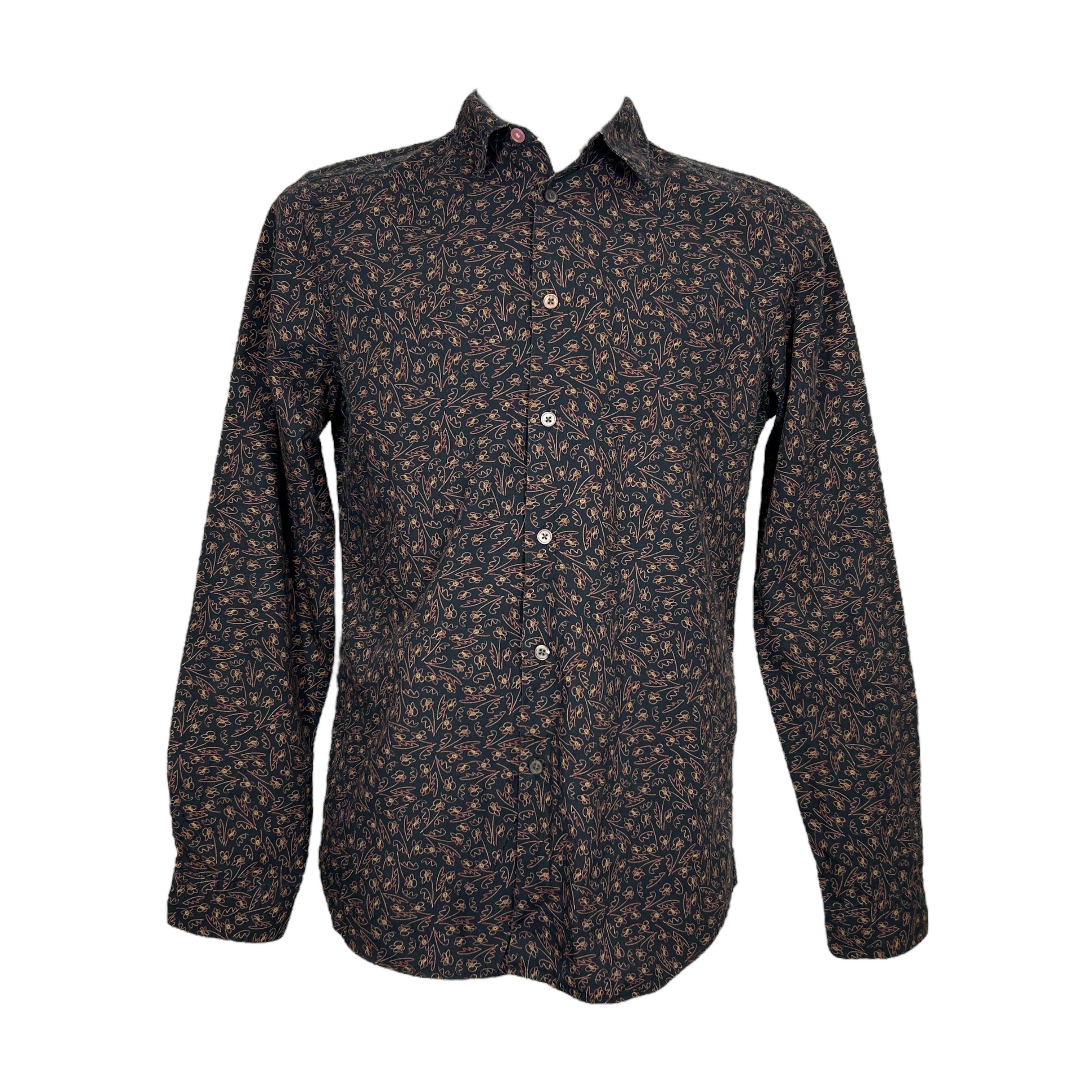 Paul Smith PS Paul Smith Black Gold Flowers Slim Fit Shirt Pattern M Size US M / EU 48-50 / 2 - 1 Thumbnail