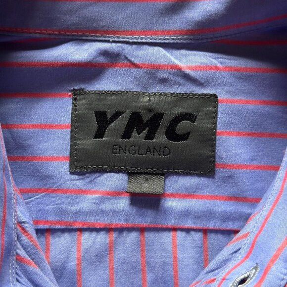 YMC ymc blue orange striped button up shirt Size US L / EU 52-54 / 3 - 5 Thumbnail