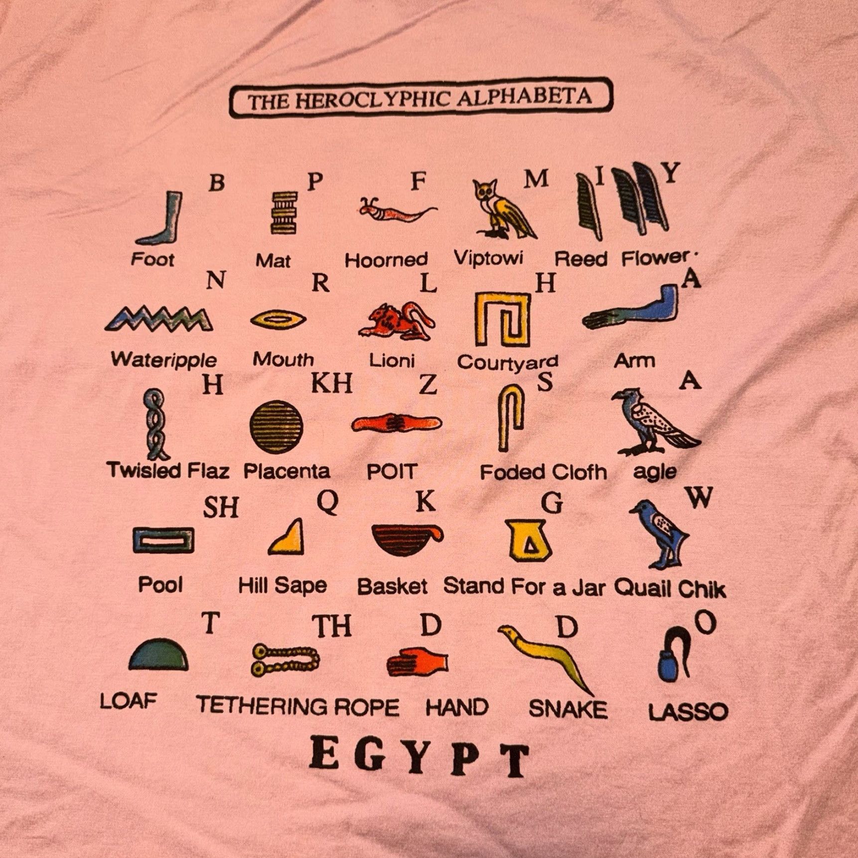 Vintage VINTAGE Egypt Egyptian Hieroglyphic Alphabet T Shirt Single Stitch Pink XL Egypt Unisex 1980s Graphic Tee Cotton Souvenir Size US XL / EU 56 / 4 - 3 Thumbnail