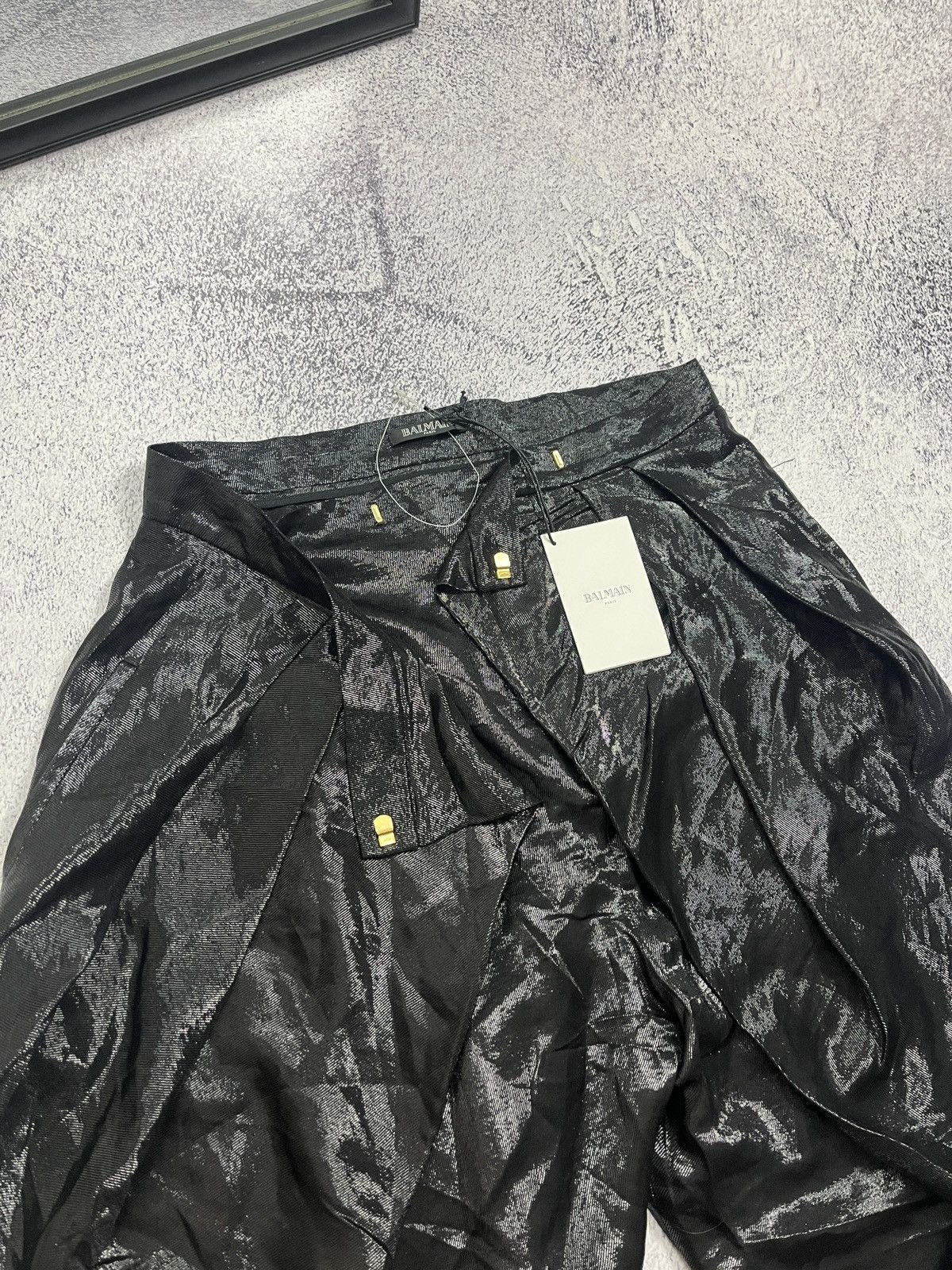 Balmain BNWT🔥 Balmain Paris Asymmetric Draped Silk Trousers Pants Size US 32 / EU 48 - 8 Thumbnail