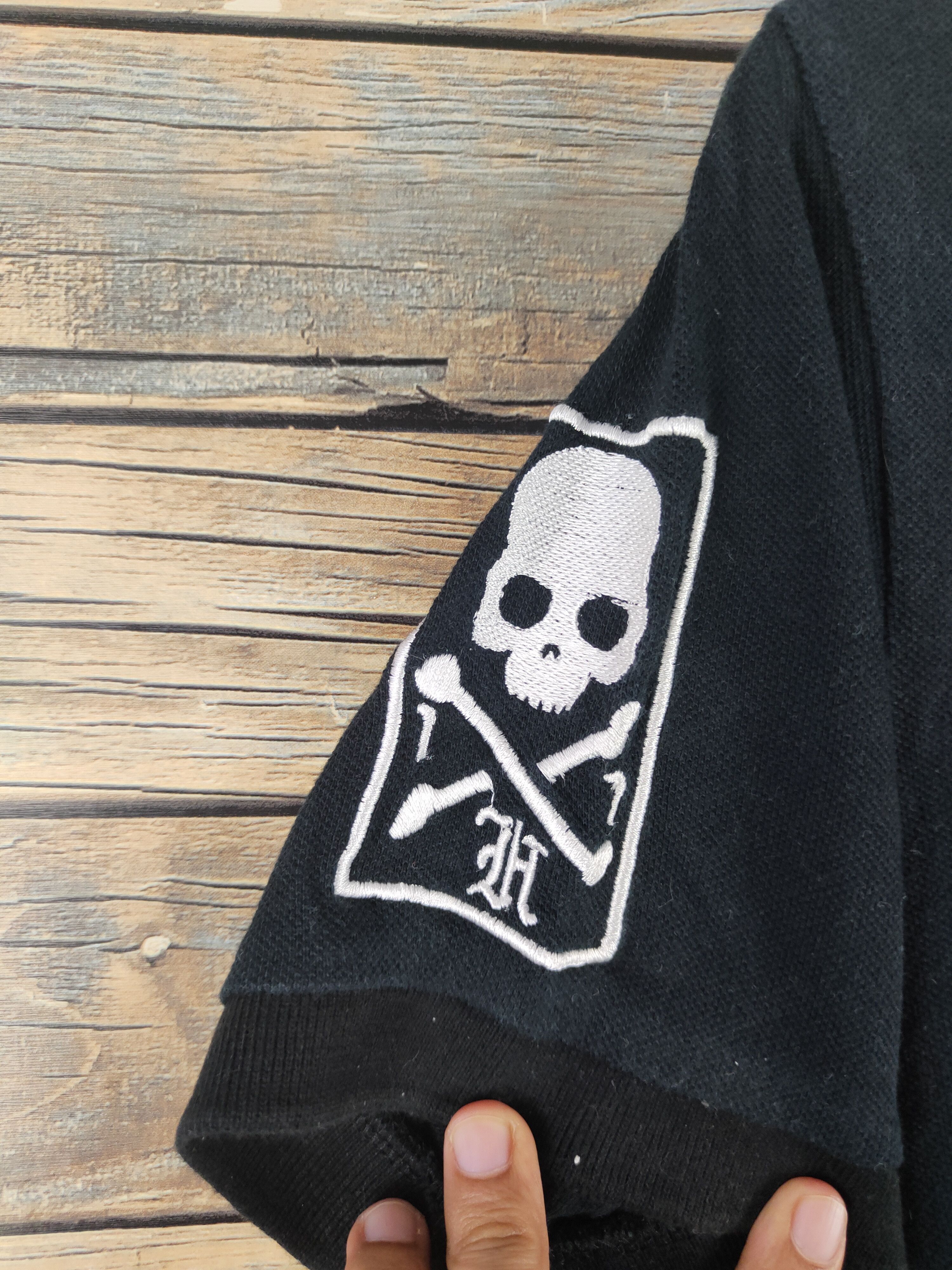 HYDROGEN DL Hydrogen skull Black Polo Shirts #1716 Size US S / EU 44-46 / 1 - 4 Thumbnail