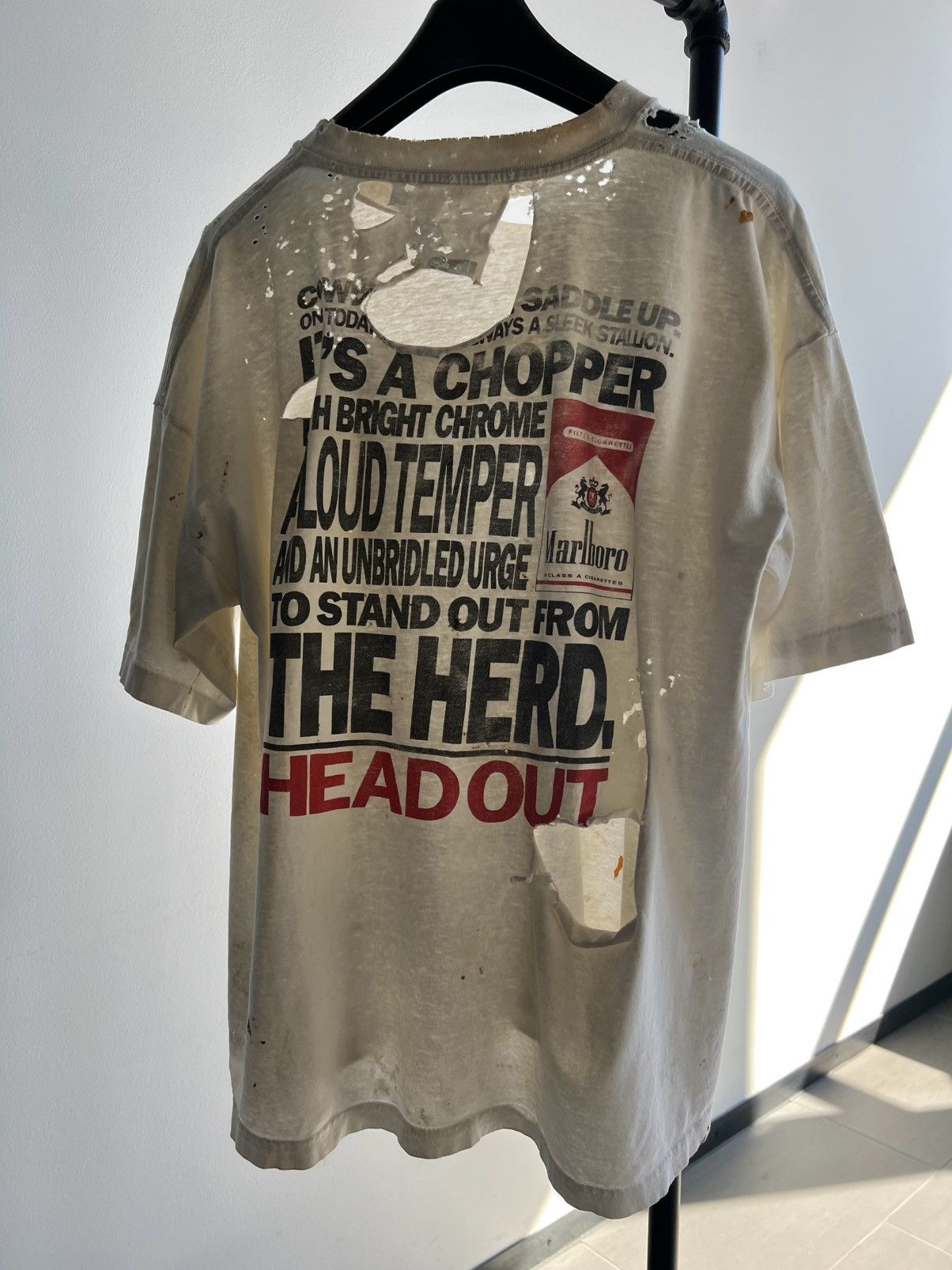 Vintage Thrashed 90s Marlboro Chopper Faded Distressed Grunge Tee Size US L / EU 52-54 / 3 - 6 Thumbnail