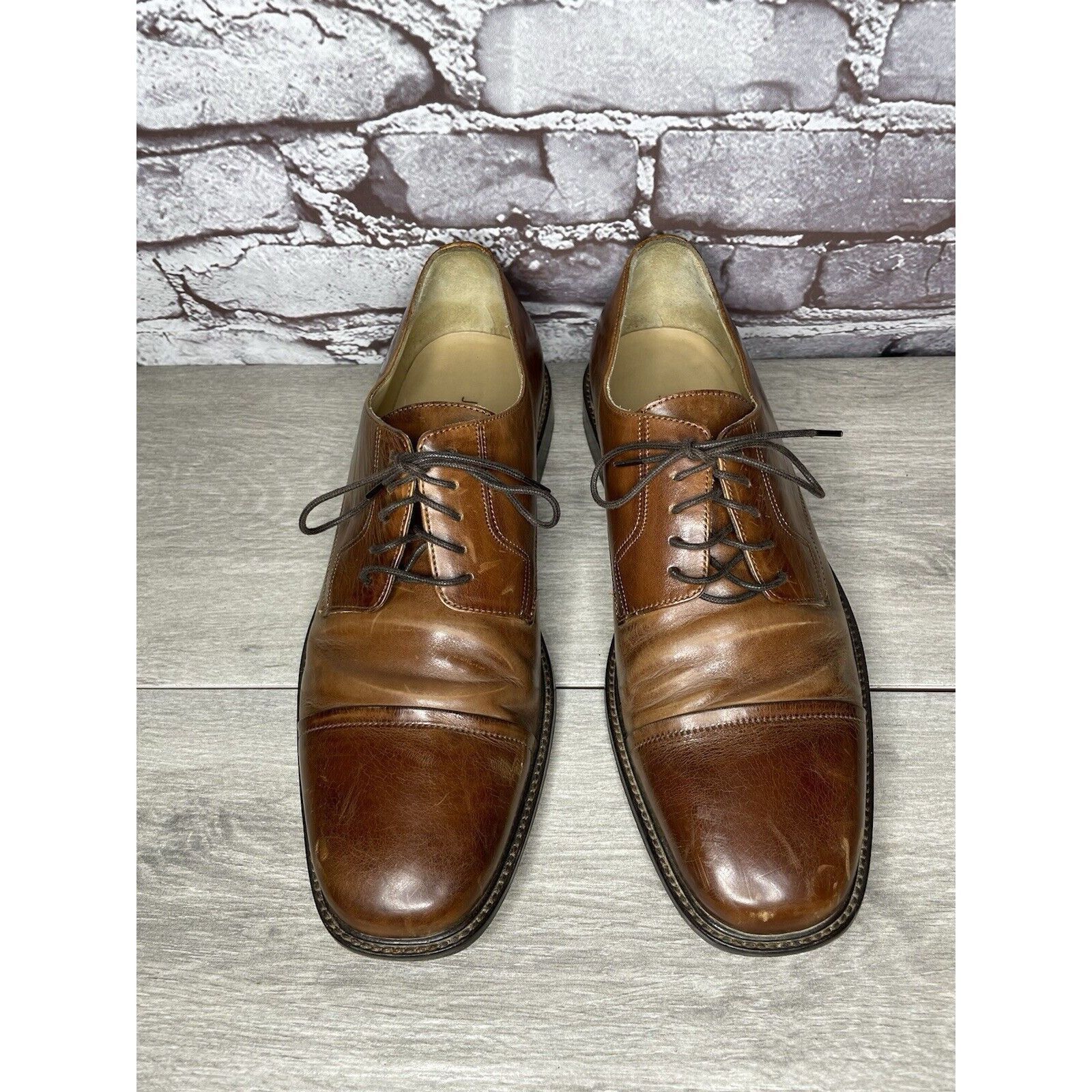 Johnston & Murphy Johnston Murphy J. Murphy Brown Leather Cap Toe Oxford Dress Size US 10 / EU 43 - 22 Thumbnail