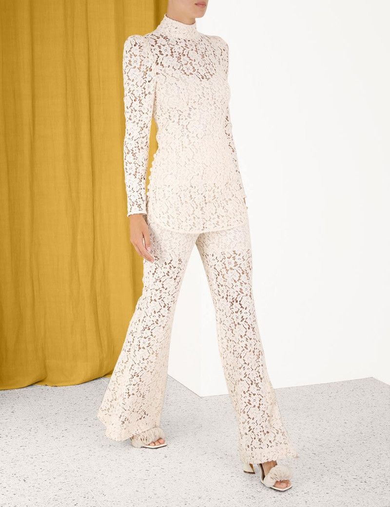 oc11z0226 Illuminate Lace Straight Pants In Ivory
