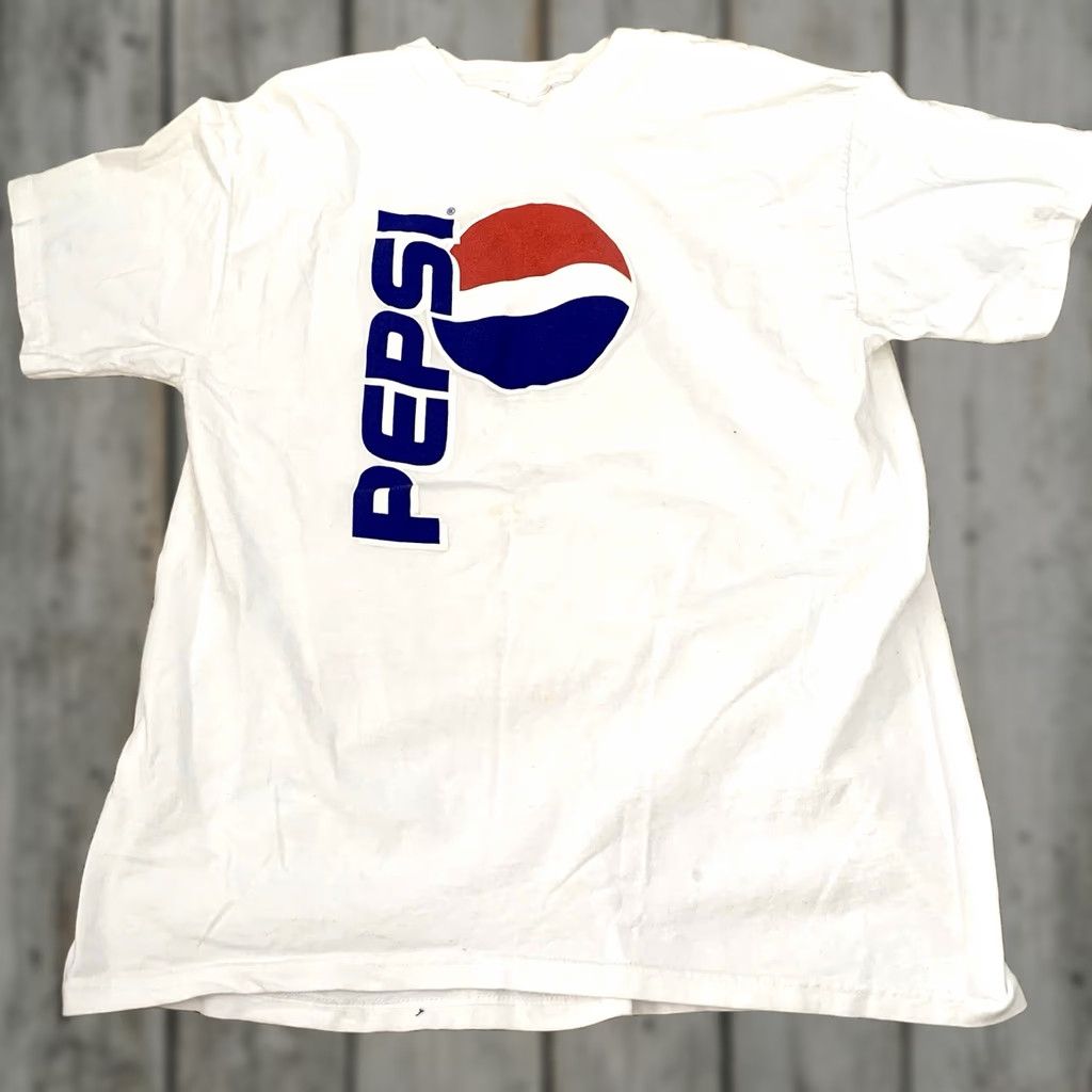 Hanes VINTAGE Pepsi T-Shirt Mens Large White Knit Logo 100% Cotton Hanes USA Made 1990s 90s Logo Tee Size US L / EU 52-54 / 3 - 1 Thumbnail