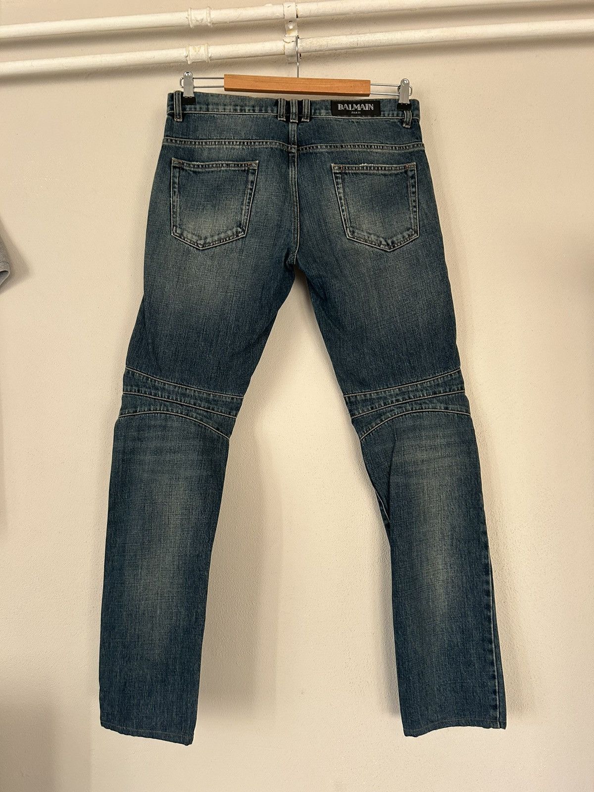 Balmain Blue Denim Biker Jeans Size US 31 - 2 Thumbnail