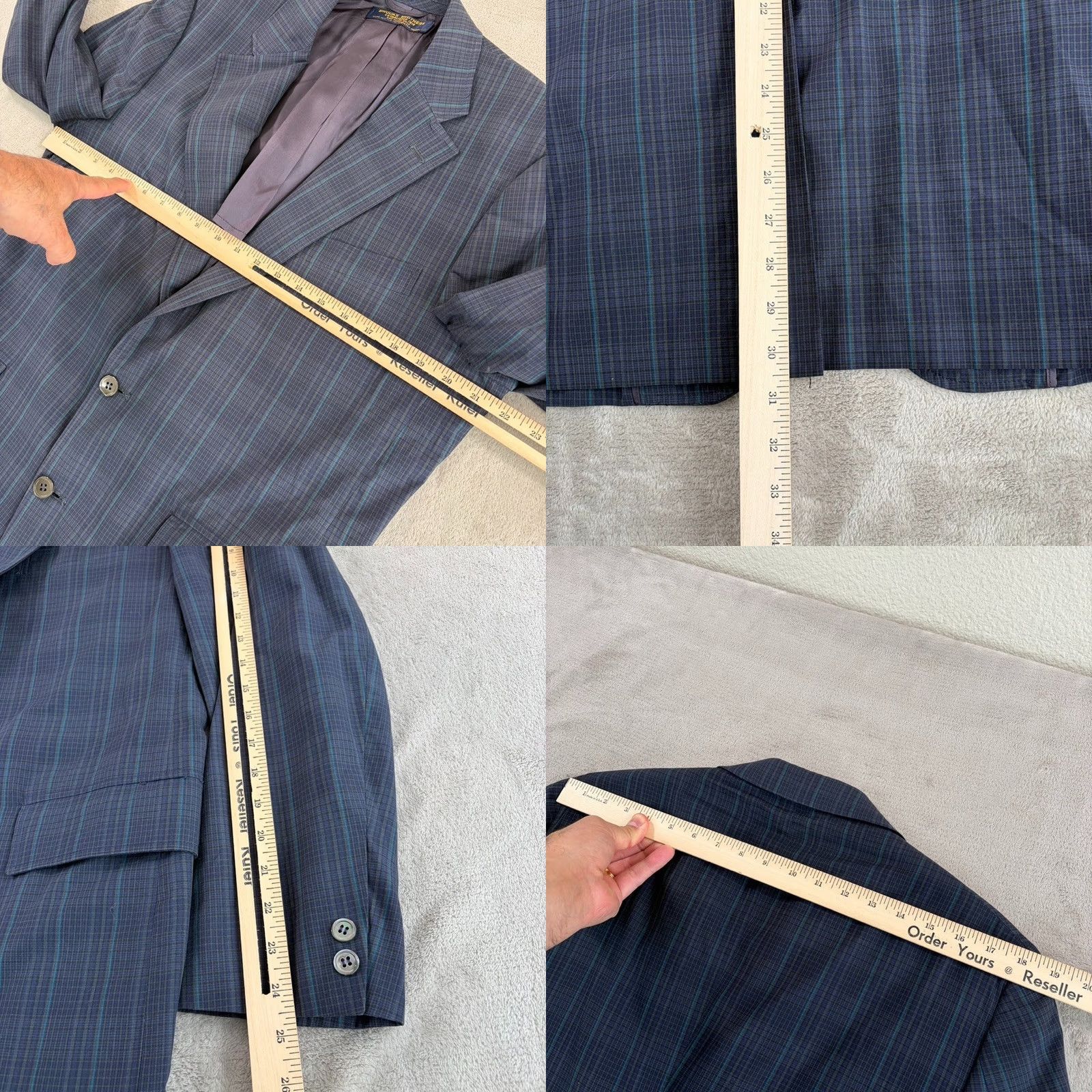Brooks Brothers VINTAGE Brooks Brothers Blazer Sport Coat Blue Plaid Men 42R Regular Fit Two-Button Notch Lapel USA Size 42R - 8 Thumbnail