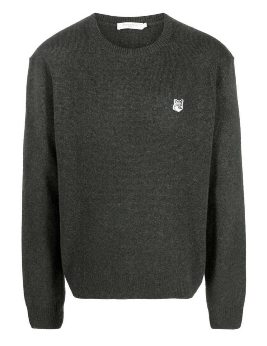 NEW Maison Kitsune GREY FOX HEAD PATCH RELAXED JUMPER Medium