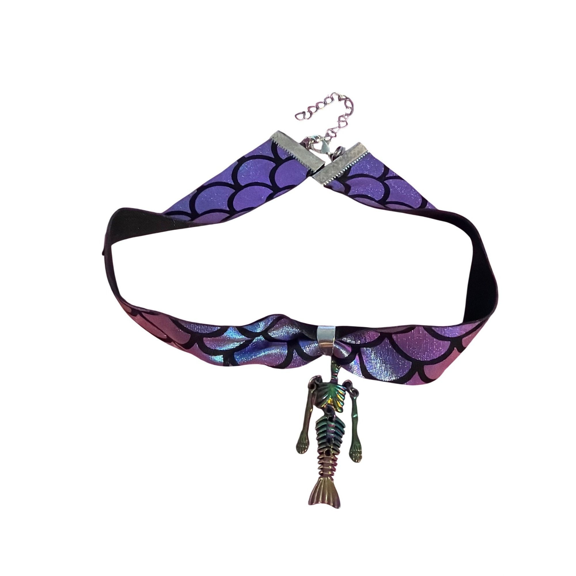 Other Mermaid Ribbon Choker Collar Necklace Iridescent Skeleton Pe Size ONE SIZE - 4 Thumbnail