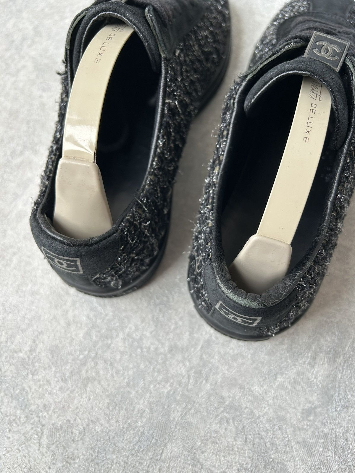 Chanel Chanel Coco Mark Black Tweed Sneakers Size US 8 / IT 38 - 14 Thumbnail
