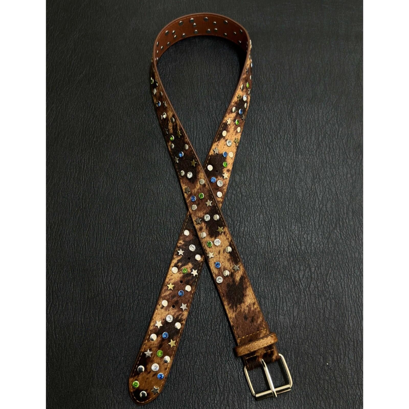 Other Horsehair Gemstone Belt | Coloured Crystal Brown Vintage Size ONE SIZE - 2 Thumbnail