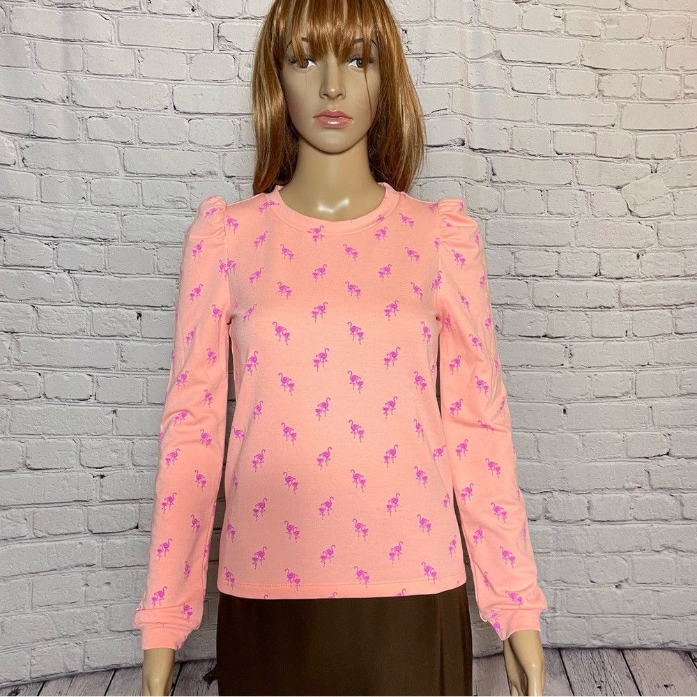 Lilly Pulitzer NWT New $108 Lilly Pulitzer Jansen Peach Flamingo Sweatshir Size XXS / US 00 / IT 34 - 3 Thumbnail