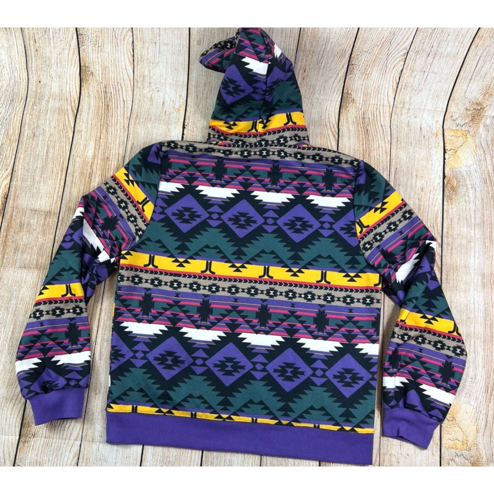 WeSC WESC Hoodie Mens M Multicolor Pullover Hooded Fleece Sweatshirt Aztec Colorful AOP Sweden Size US M / EU 48-50 / 2 - 5 Thumbnail