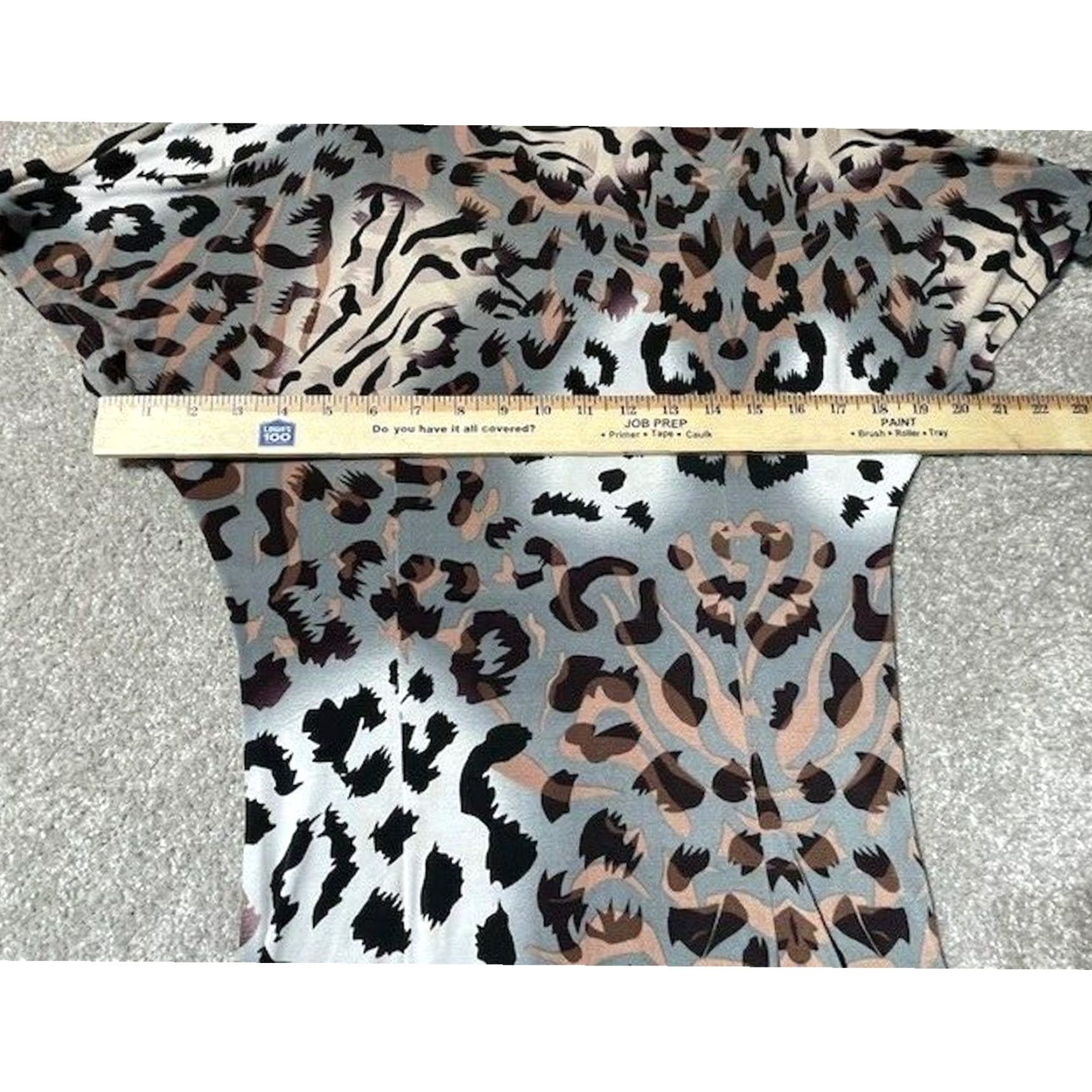 Vintage Hale Bob Dress M Leopard Print Bodycon V-Neck Short Sleeve Women Clubwear Casual Party/Cocktail 90s/Indie Sleaze Glam Mob Wife Gray Size M / US 6-8 / IT 42-44 - 3 Thumbnail