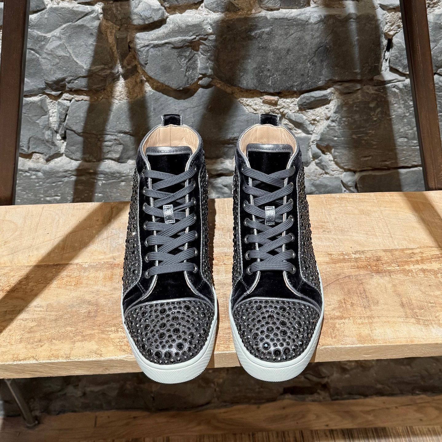 Christian Louboutin Christian Louboutin Black Velvet Louis Ring Strass Sneakers Size US 8 / EU 41 - 4 Thumbnail
