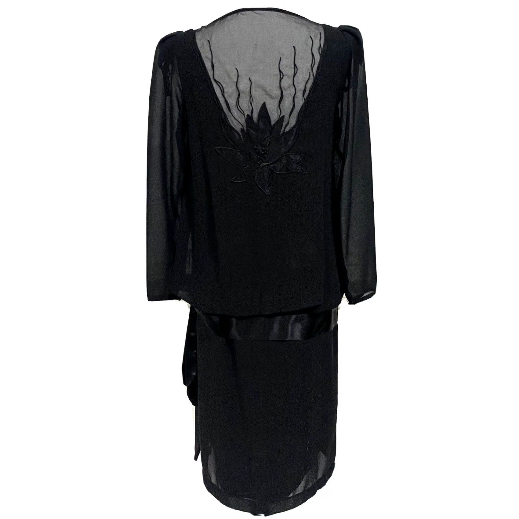 Diane von Furstenberg Diane von Furstenberg Black Dress Vintage 80s 90s Drop Waist Shift Long Sleeve 6 Dress Womens Size M / US 6-8 / IT 42-44 - 6 Thumbnail