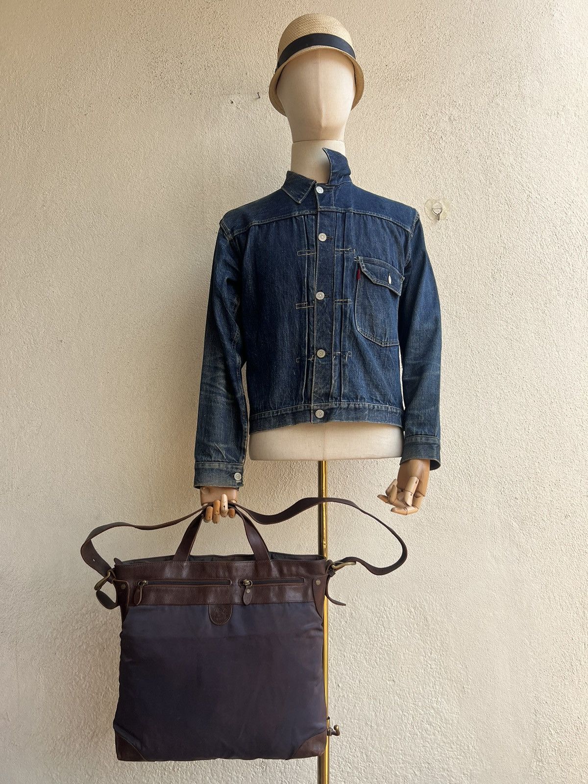 Il Bisonte Vintage IL BISONTE Sun Faded Nylon Leather 2 Way Bag Size ONE SIZE - 2 Thumbnail