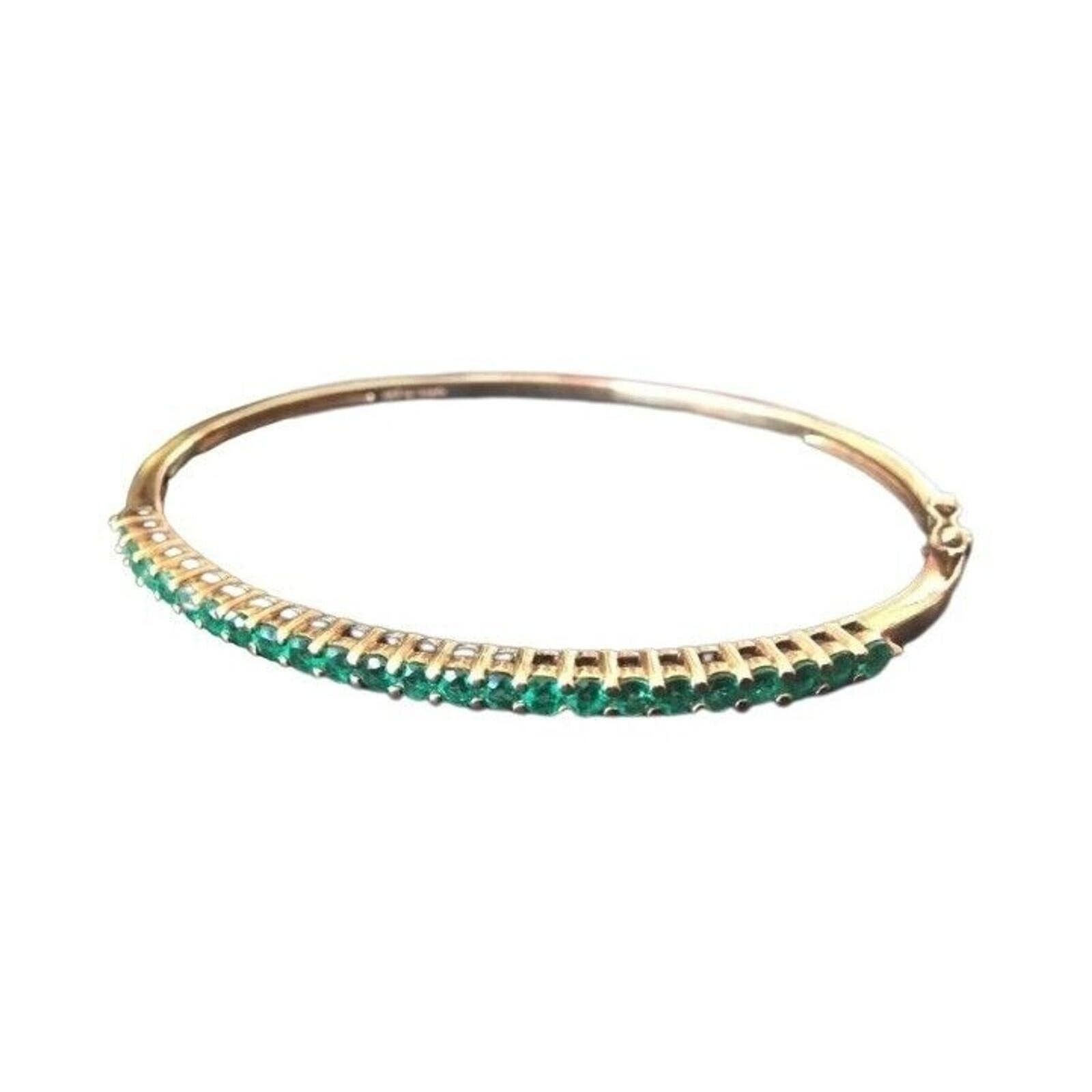 The Unbranded Brand Round Cut Emeralds Bracelet Gold Over Sterling Silver 925 Size ONE SIZE - 4 Thumbnail