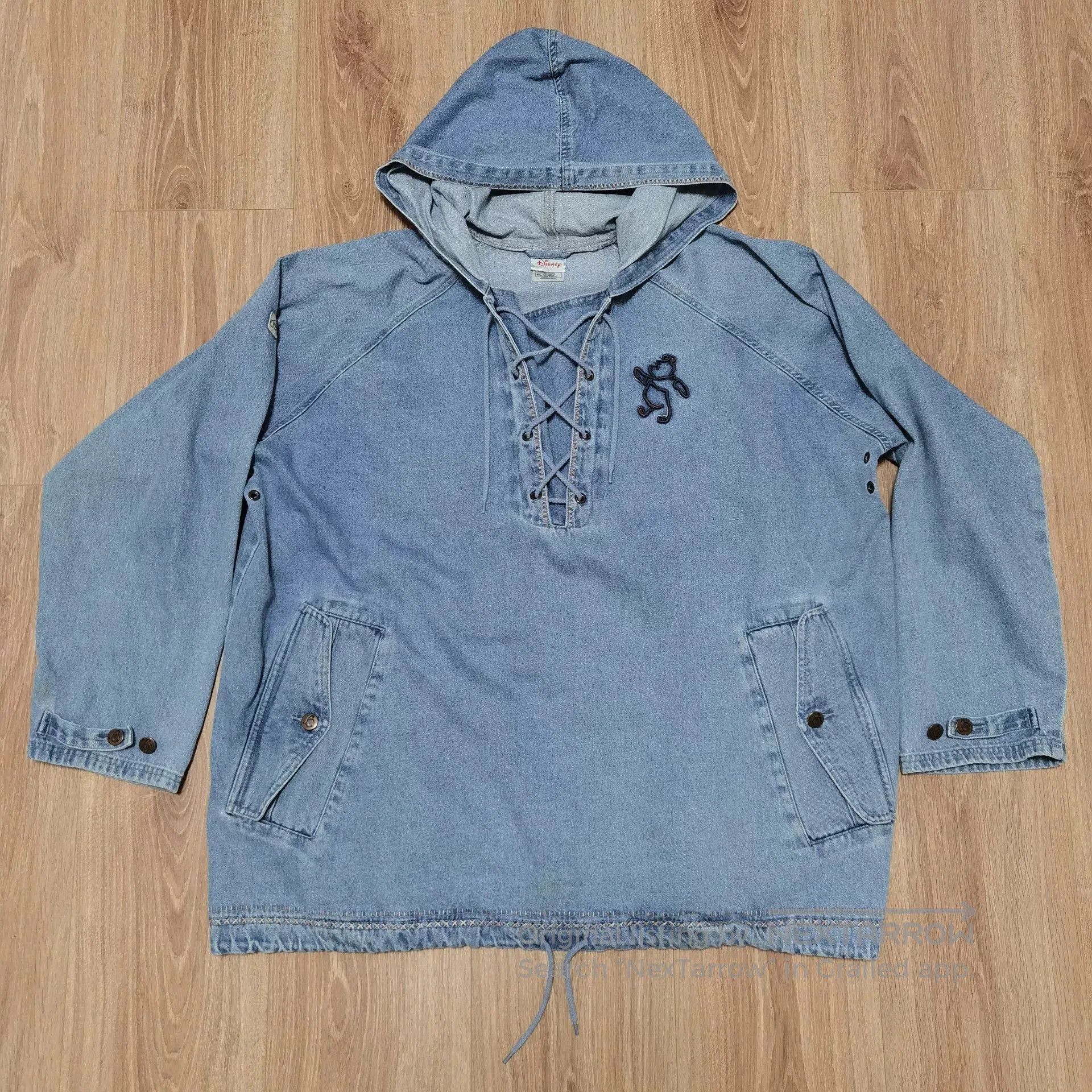 Vintage Vintage 90s Disney Winnie Pooh Denim Hoodie. Size US XXL / EU 58 / 5 - 1 Thumbnail