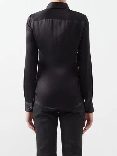 Saint Laurent Paris o1y0126 Silk Shirt in Black Size M / US 6-8 / IT 42-44 - 4 Thumbnail