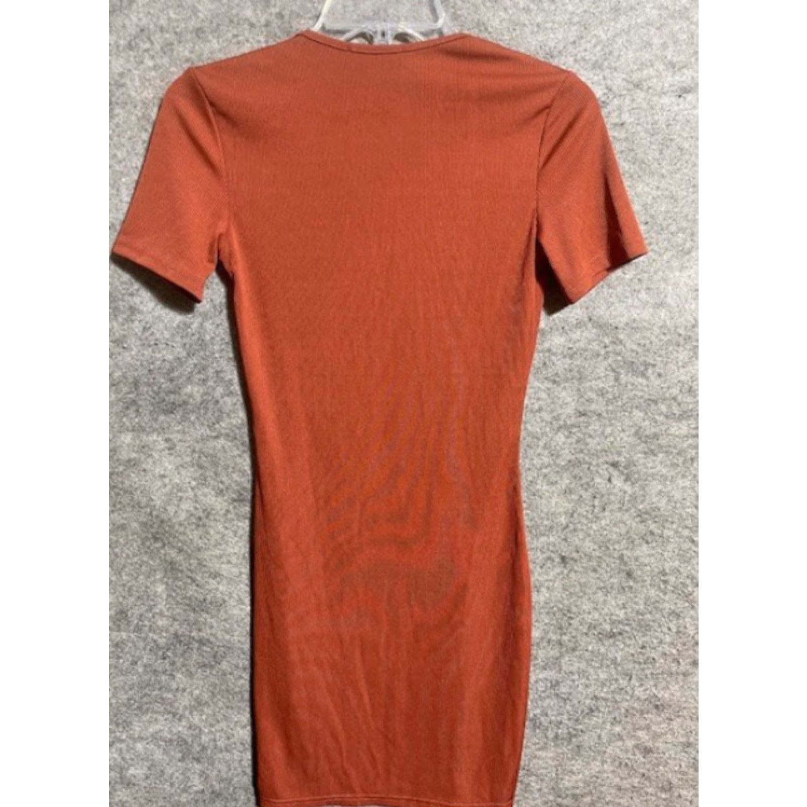 Cider Cider Dress Womens S Knit Bodycon Scoop Neck Short Sleeve Brown Size 28" / US 6 / IT 42 - 2 Thumbnail