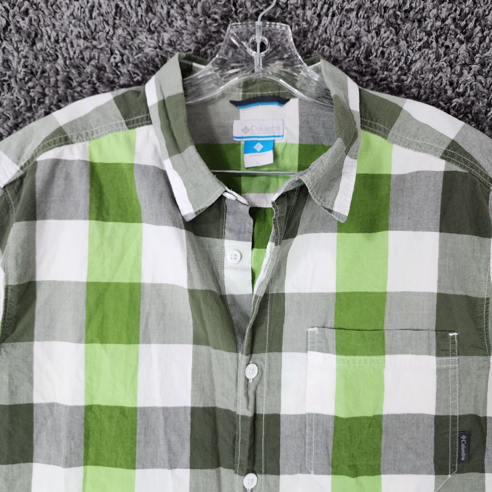 Vintage COLUMBIA Green Checkered Button-Up Shirt Adult Large Mens Short Sleeve Size US 33 - 4 Thumbnail