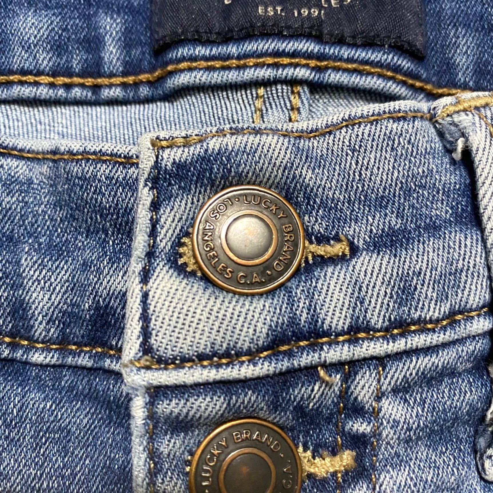 Lucky Brand Lucky Brand Womens Jeans 4 Skinny High Rise Blue Denim Distressed Raw Hem Size 27" / US 4 / IT 40 - 6 Thumbnail