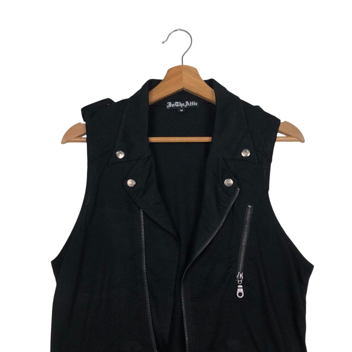 Hysteric Glamour 📌Rich Black Double Collar Tank Top Punk Design In The Attic Size US M / EU 48-50 / 2 - 4 Thumbnail