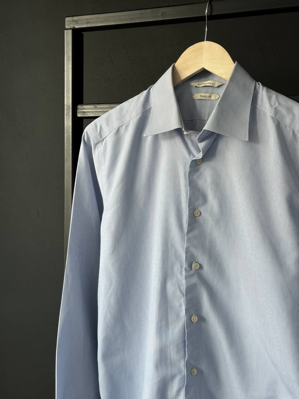 Suitsupply Suitsupply TRAVELLER Blue Cotton Striped Shirt Size US L / EU 52-54 / 3 - 1 Thumbnail