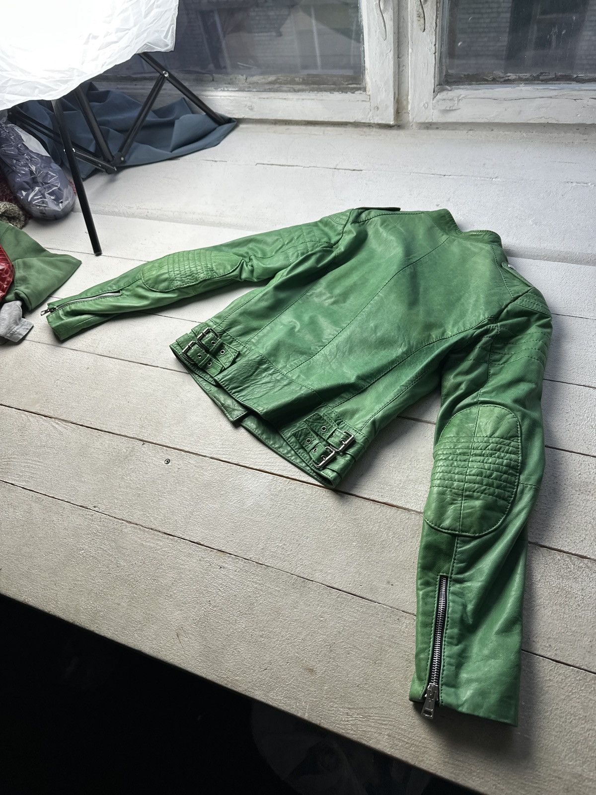 Other 🚨Y2K RICK OWENS TYPE DIRTY SLIM FIT ZIP LEATHER JACKET Size S / US 4 / IT 40 - 9 Thumbnail