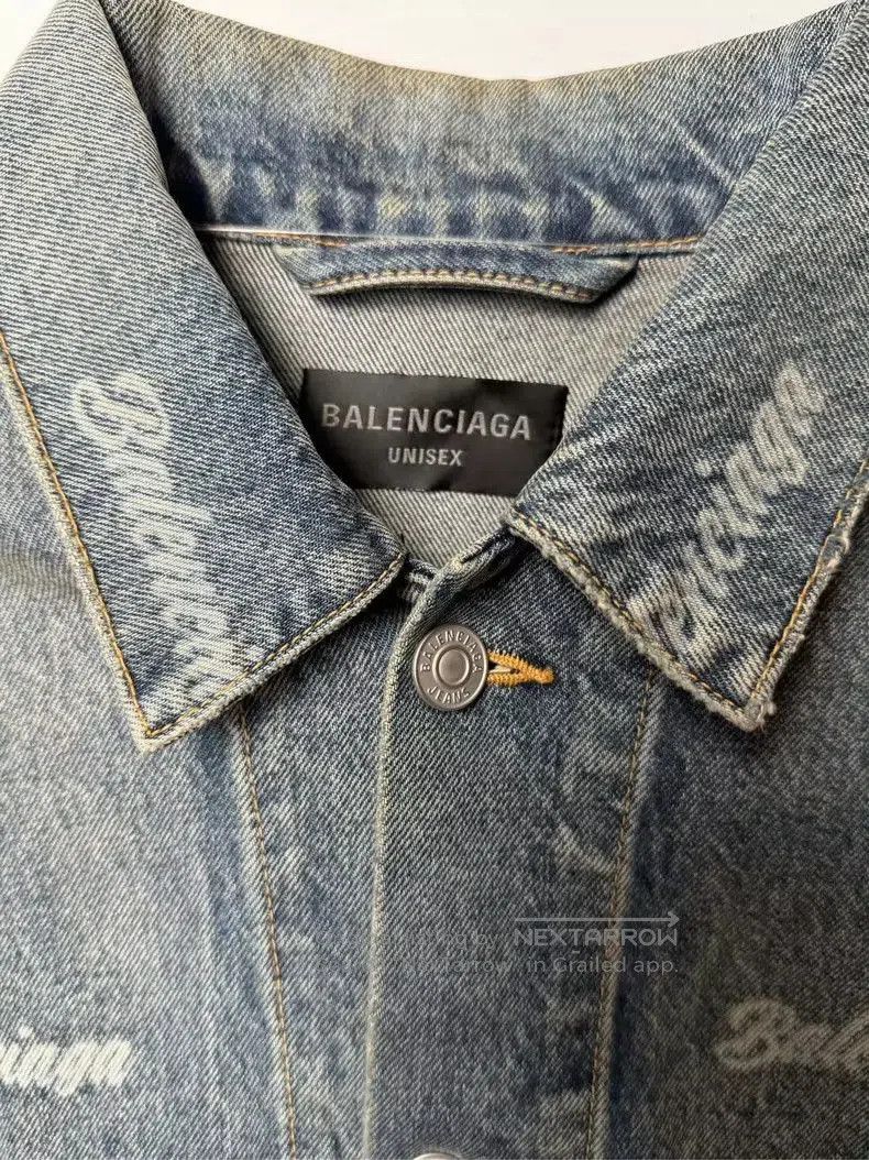 Balenciaga Balenciaga Logo Print Denim Jacket. Size US XS / EU 42 / 0 - 5 Thumbnail