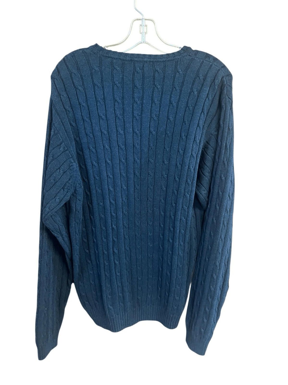 Izod Izod Mens Cable Knit Cotton Sweater Navy Sz M NWT Size US M / EU 48-50 / 2 - 3 Thumbnail
