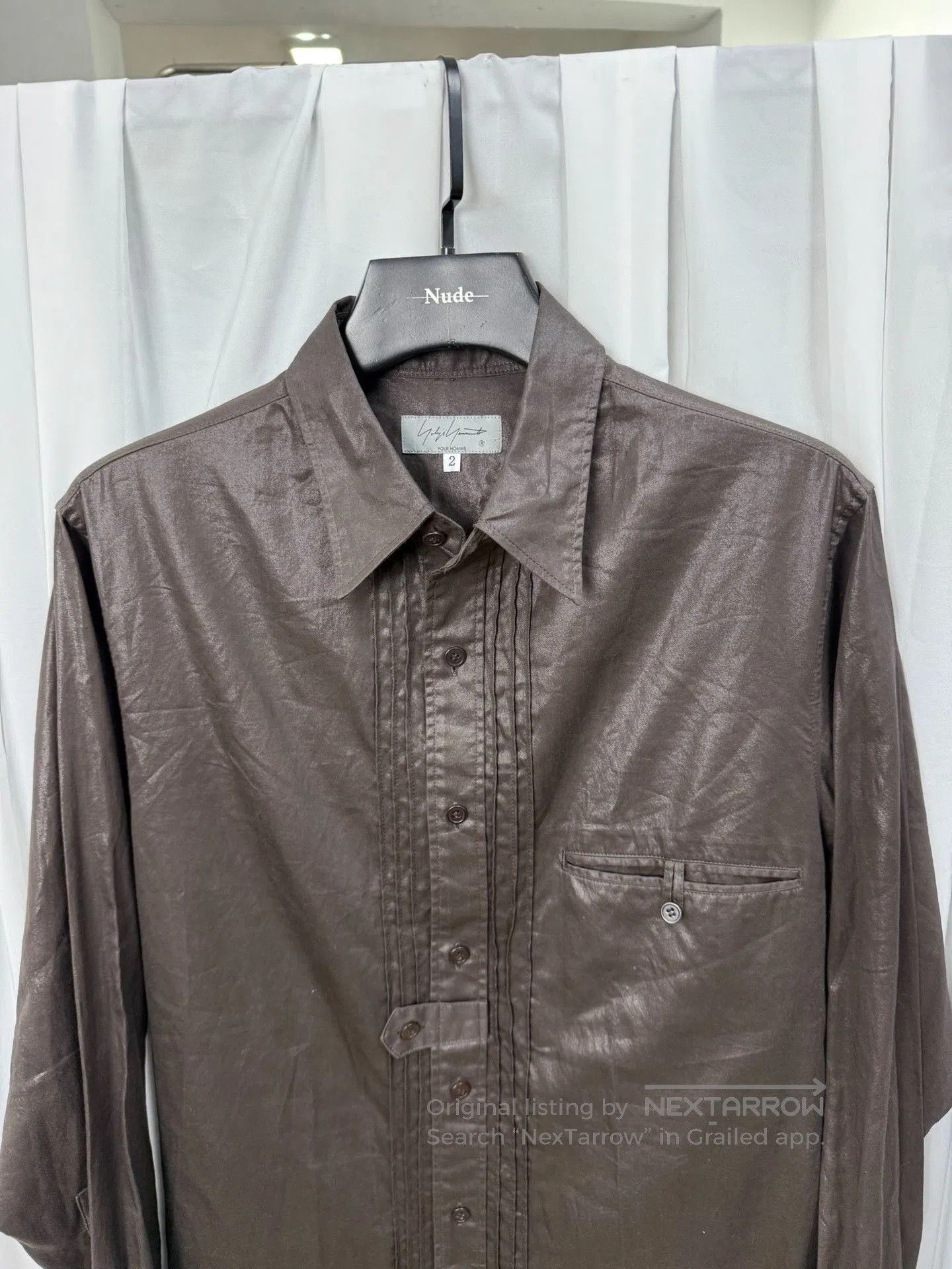 Yohji Yamamoto Yohji Yamamoto Pour Homme Coated Waxed Crinkled Shirt. Size US M / EU 48-50 / 2 - 4 Thumbnail