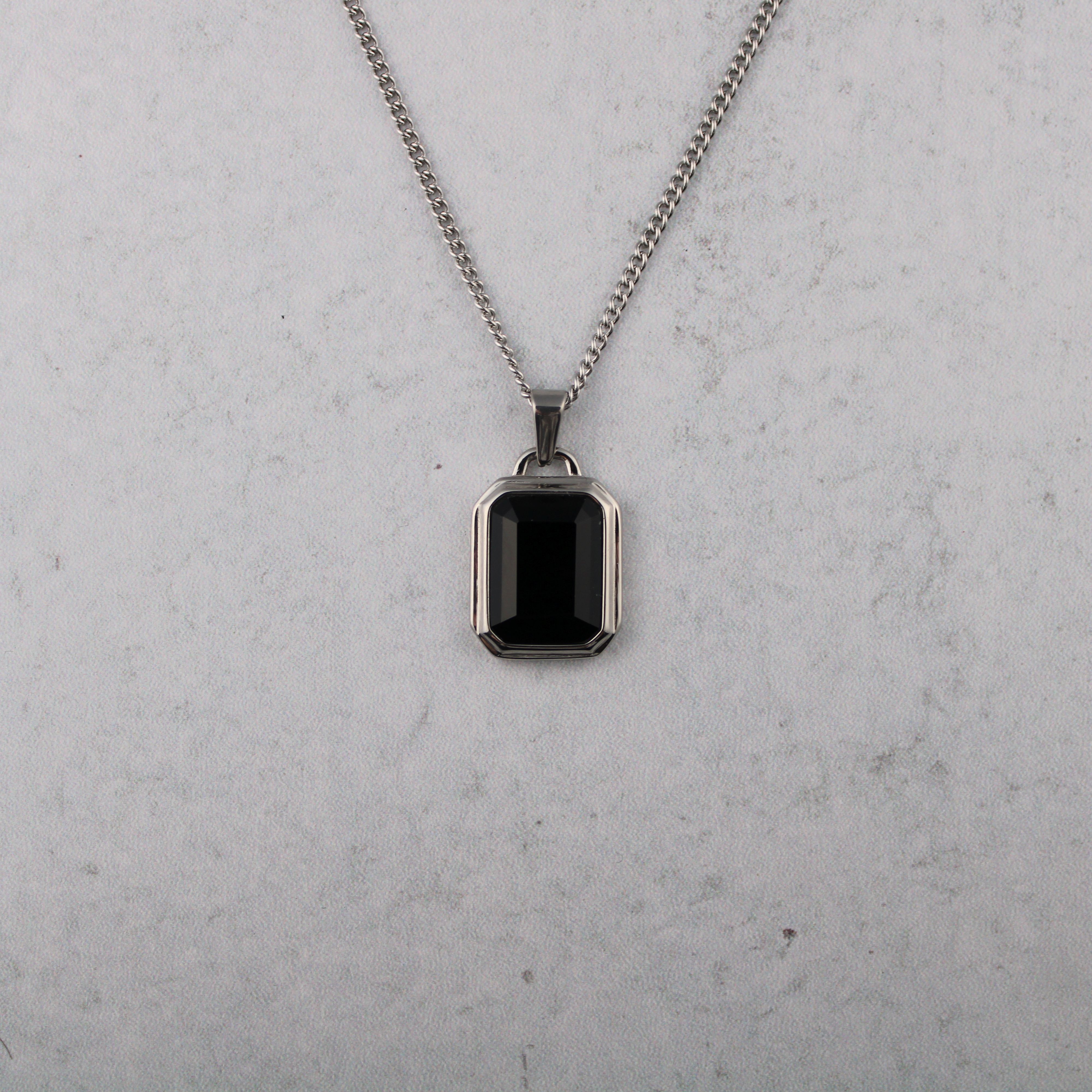Jewelry Silver Onyx Pendant Necklace Black Gemstone Size ONE SIZE - 2 Thumbnail