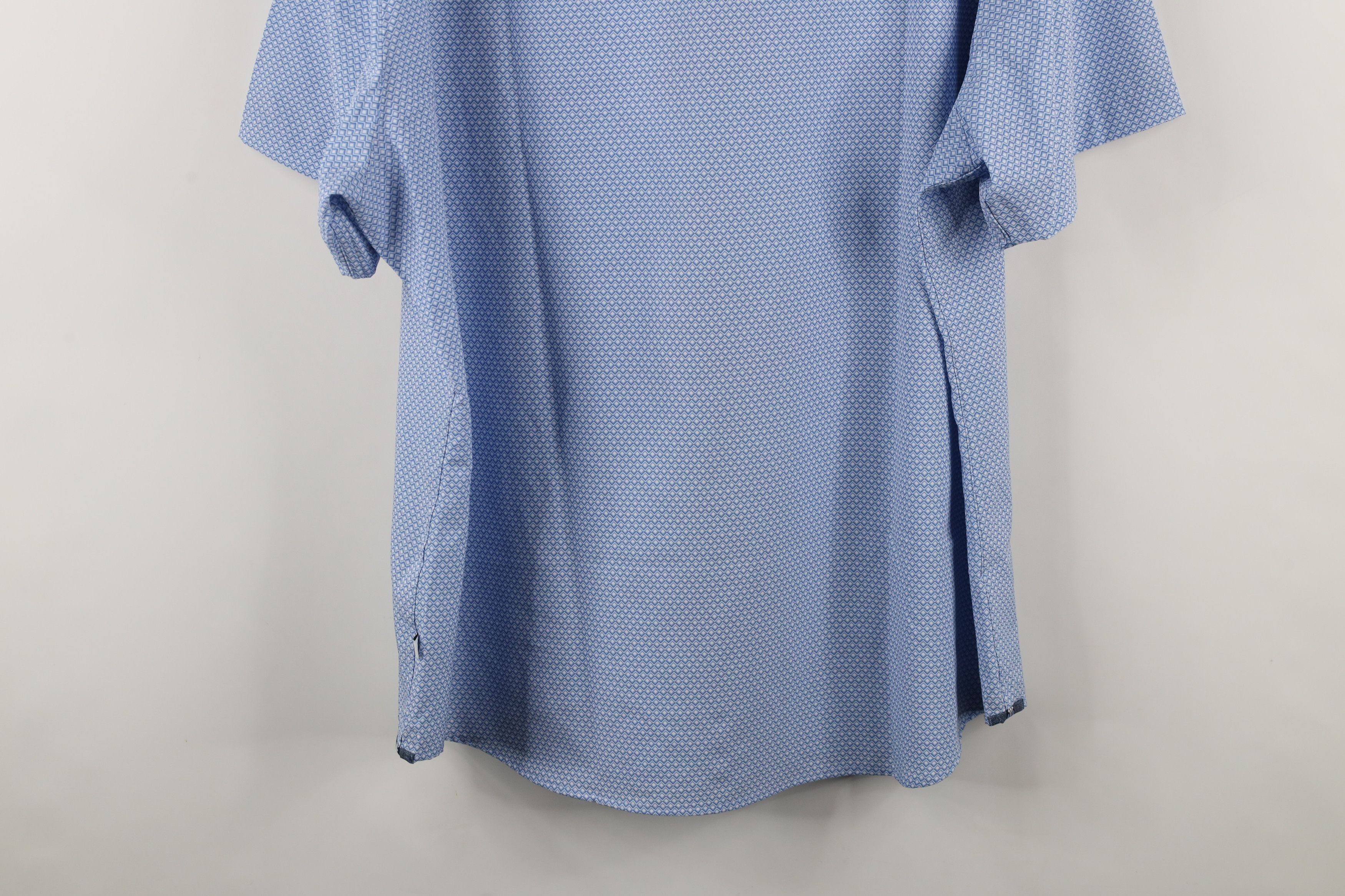 Vintage New 7 Diamonds 4 Way Stretch Short Sleeve Button Shirt Blue Size US XXL / EU 58 / 5 - 12 Thumbnail