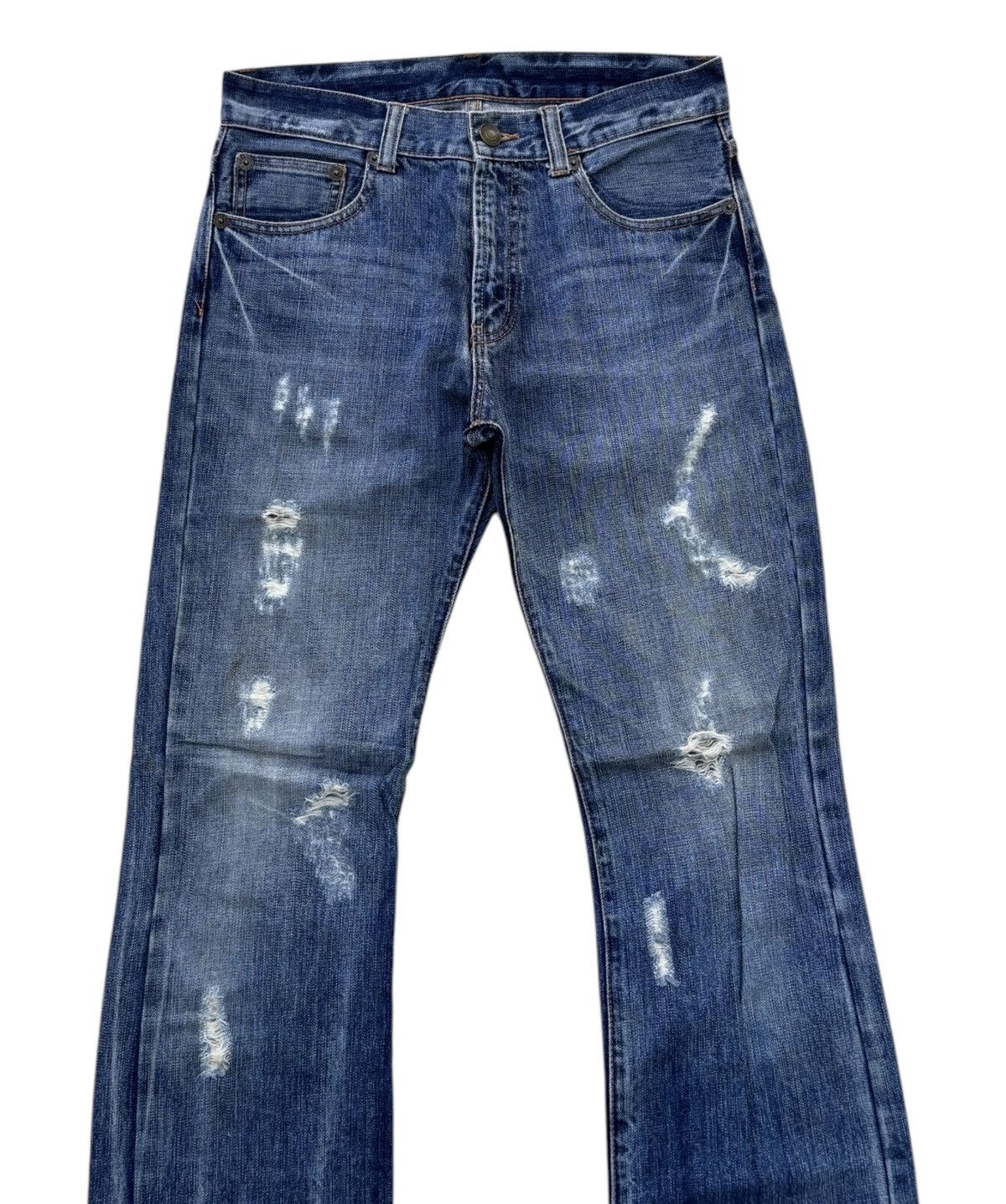 Vintage Skulls Ripped Japanese Denim Flare Jeans PPFM style
