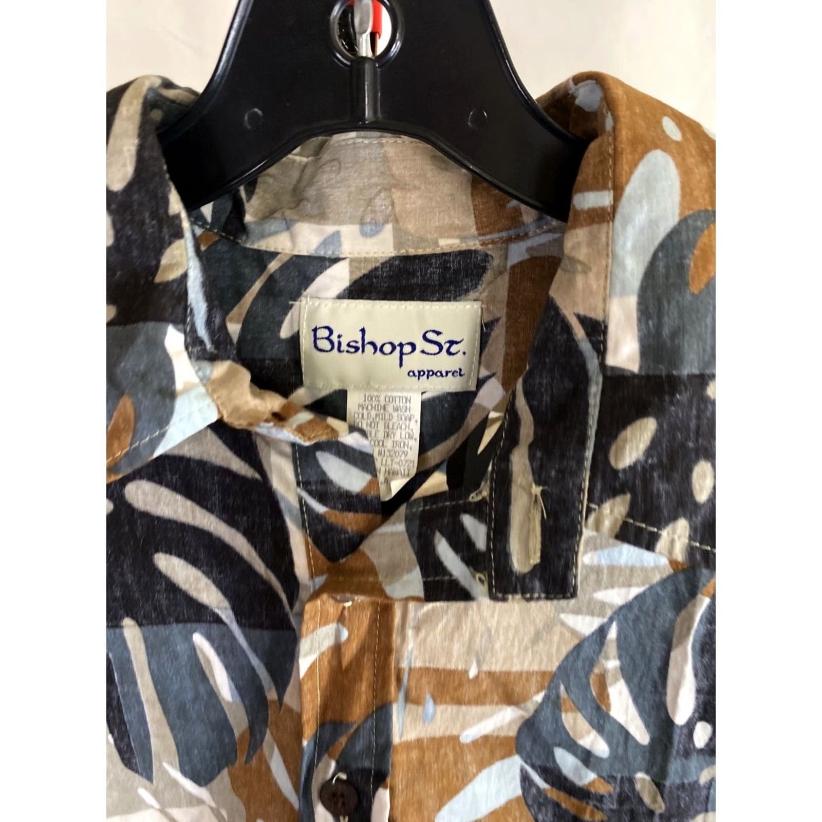 Vintage Bishop Street CAMP SHIRT Earth Tone Floral XL Pocket Ctn Mens Size US XL / EU 56 / 4 - 7 Thumbnail