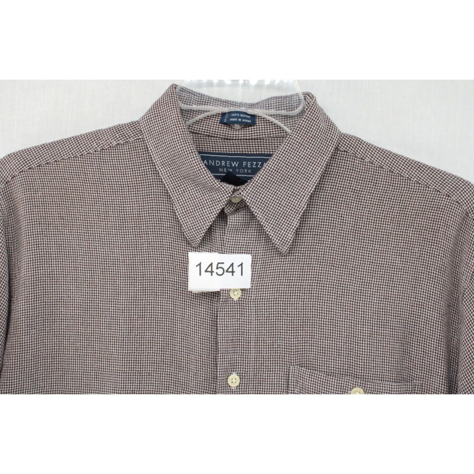 Vintage Andrew Fezza Shirt Medium Purple Houndstooth Button Up Long Sleeve Rayon Men’s Size US M / EU 48-50 / 2 - 7 Thumbnail