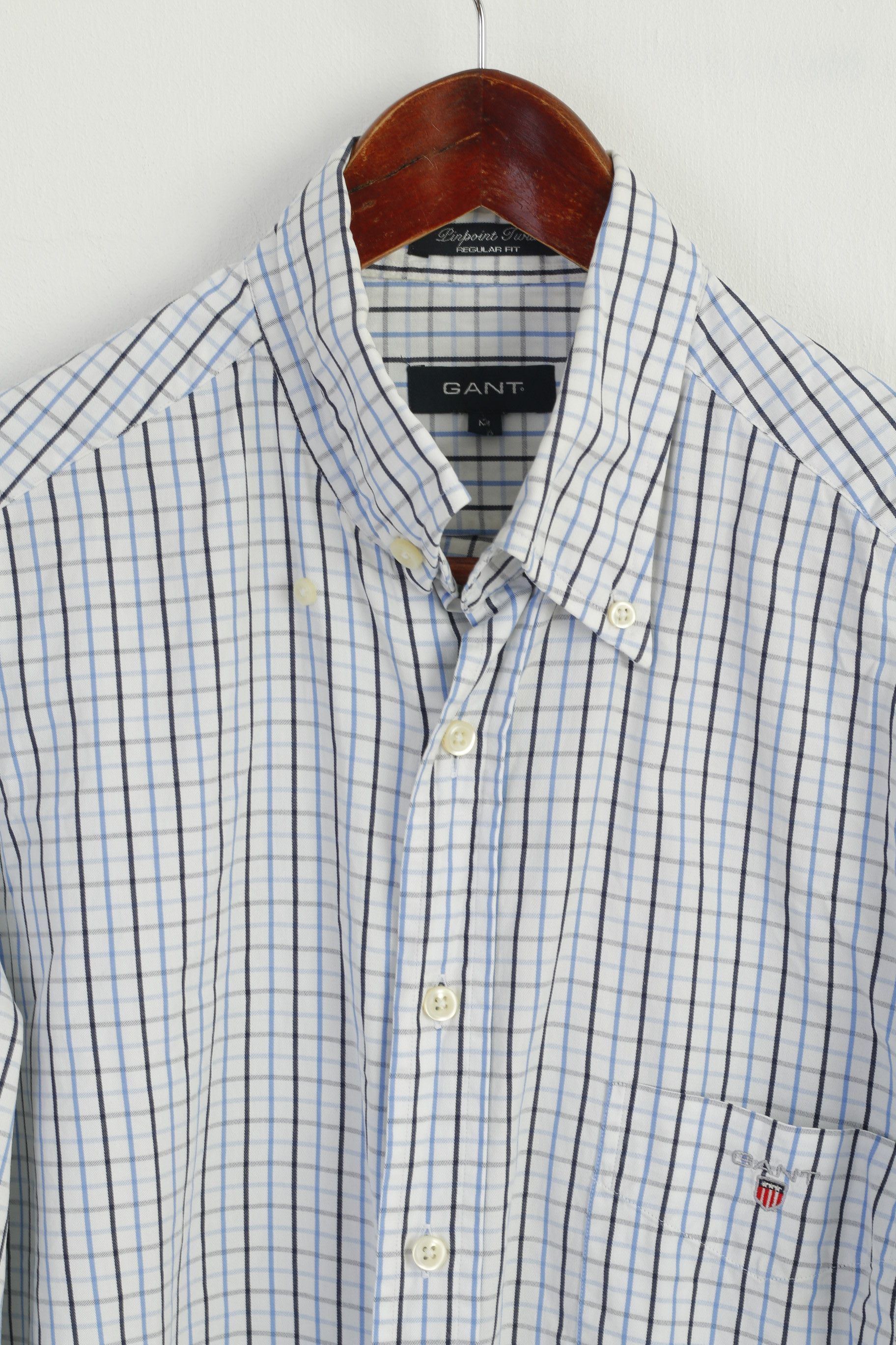 Gant GANT Men M Casual Shirt White Blue Check 8838 Size US M / EU 48-50 / 2 - 2 Thumbnail