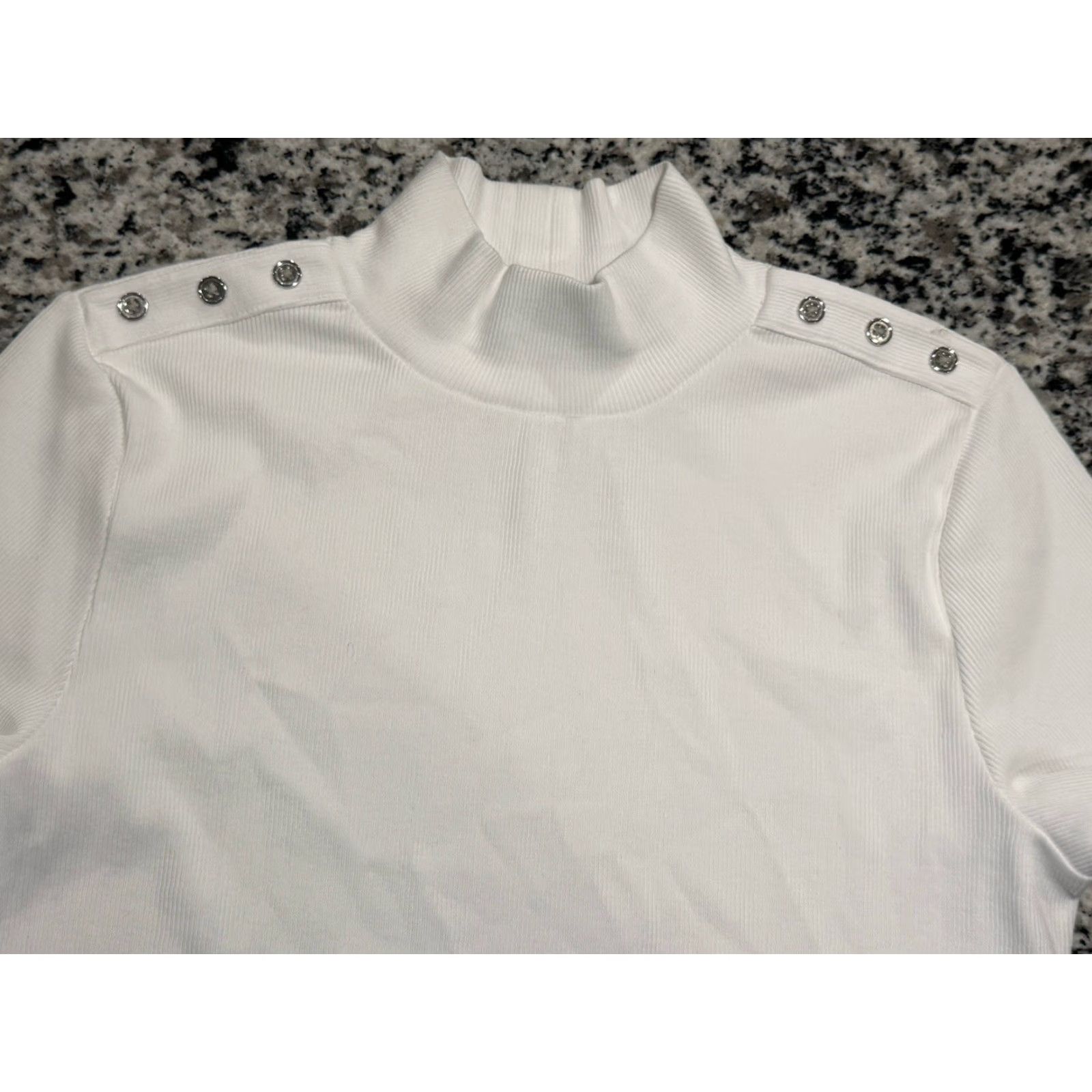 Veronica Beard VERONICA BEARD Nate Turtleneck Top White M Womens EUC Size M / US 6-8 / IT 42-44 - 3 Thumbnail
