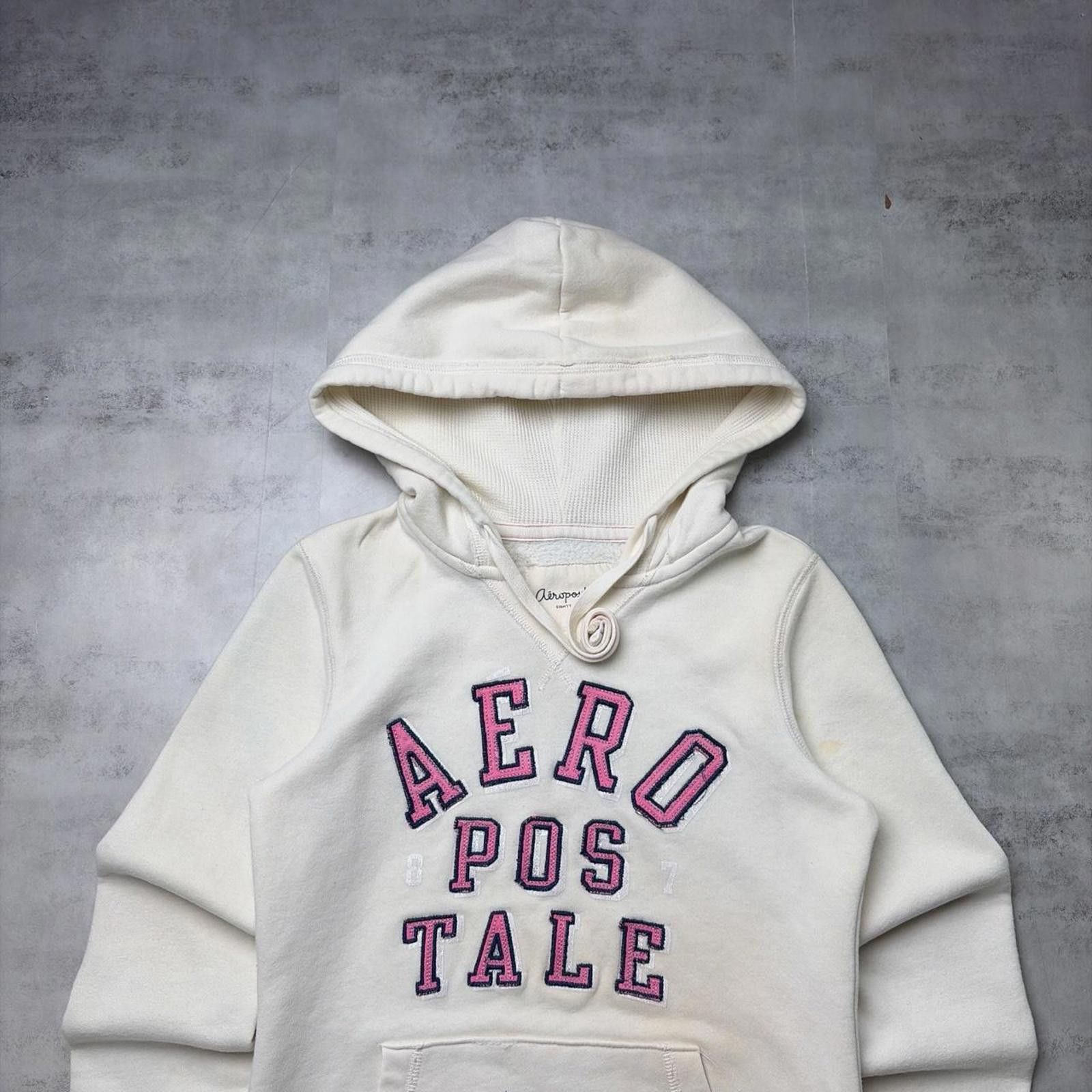 Aeropostale Y2K White Aeropostale Grunge Skater Thermal Hoodie Size S / US 4 / IT 40 - 3 Thumbnail