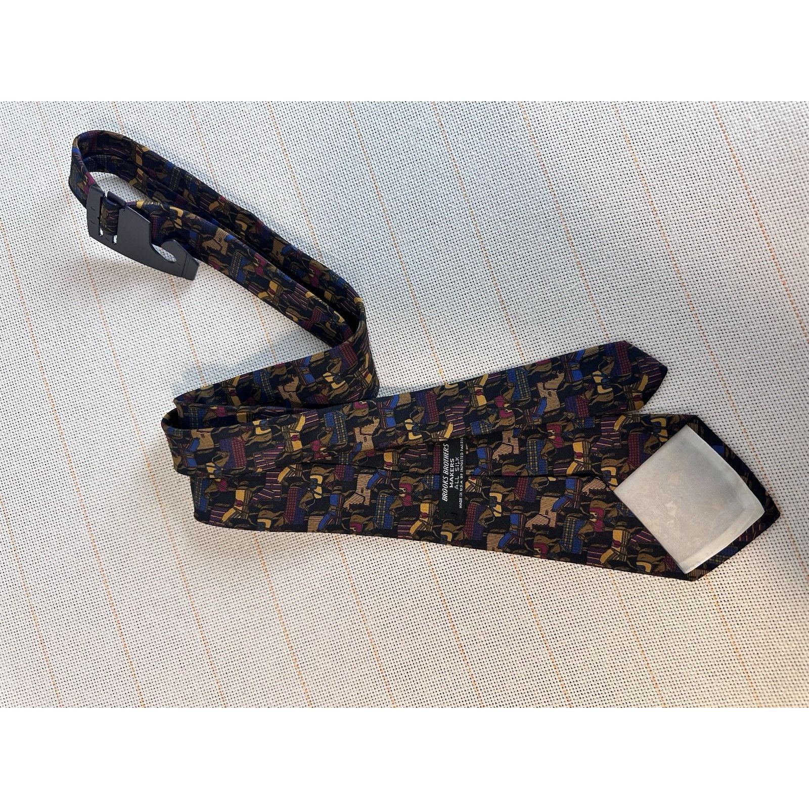 Brooks Brothers Vtg Horse Calvary Abstract Necktie Silk Tie Brook Brothers Size ONE SIZE - 3 Thumbnail