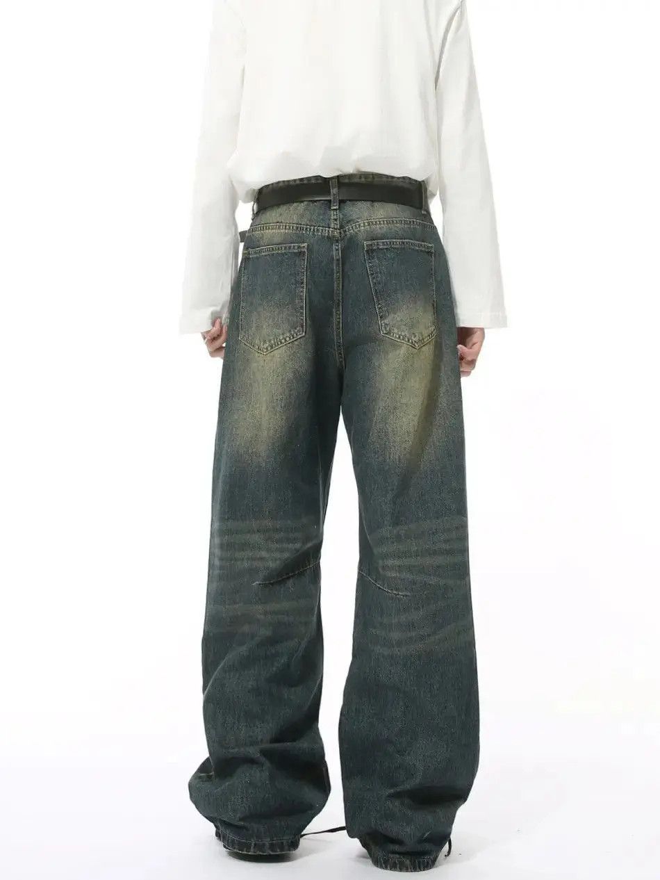 Japanese Brand Retro loose water ripple high street jeans Size US 32 / EU 48 - 2 Thumbnail