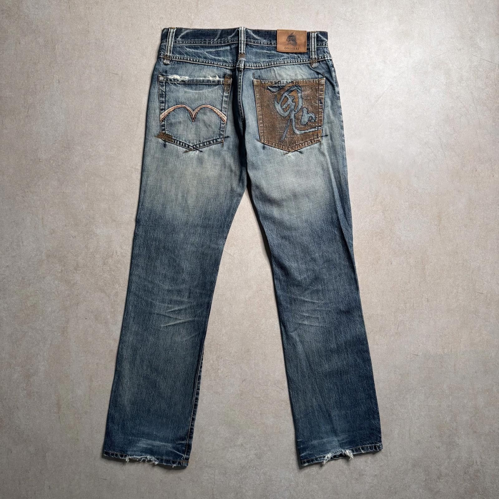 Designer Vintage Oniarai Nippon Navy Jeans - 32x33 Size US 32 / EU 48 - 2 Thumbnail