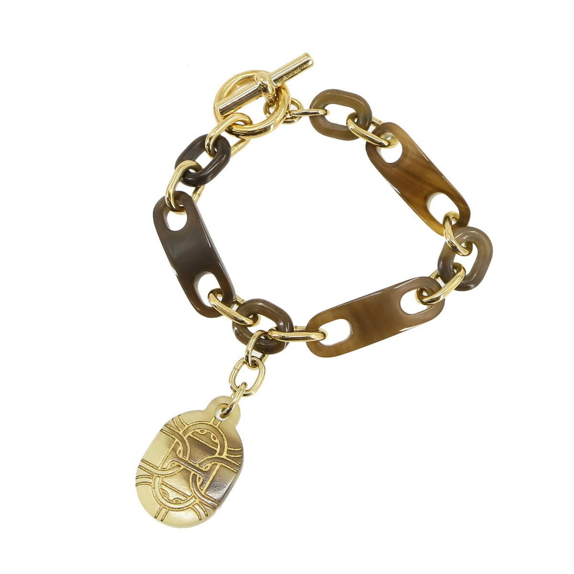 image of Hermes Chaine D'ancre Bracelet Buffalo Horn Brown Gold, Women's