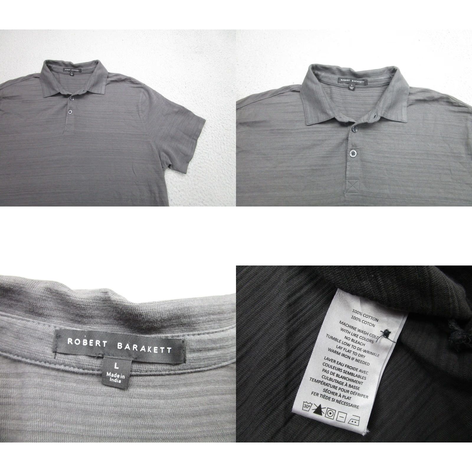 Vintage Robert Barakett Mens Gray Short Sleeve Polo Shirt Large Cotton Preppy Casual Size US L / EU 52-54 / 3 - 2 Thumbnail