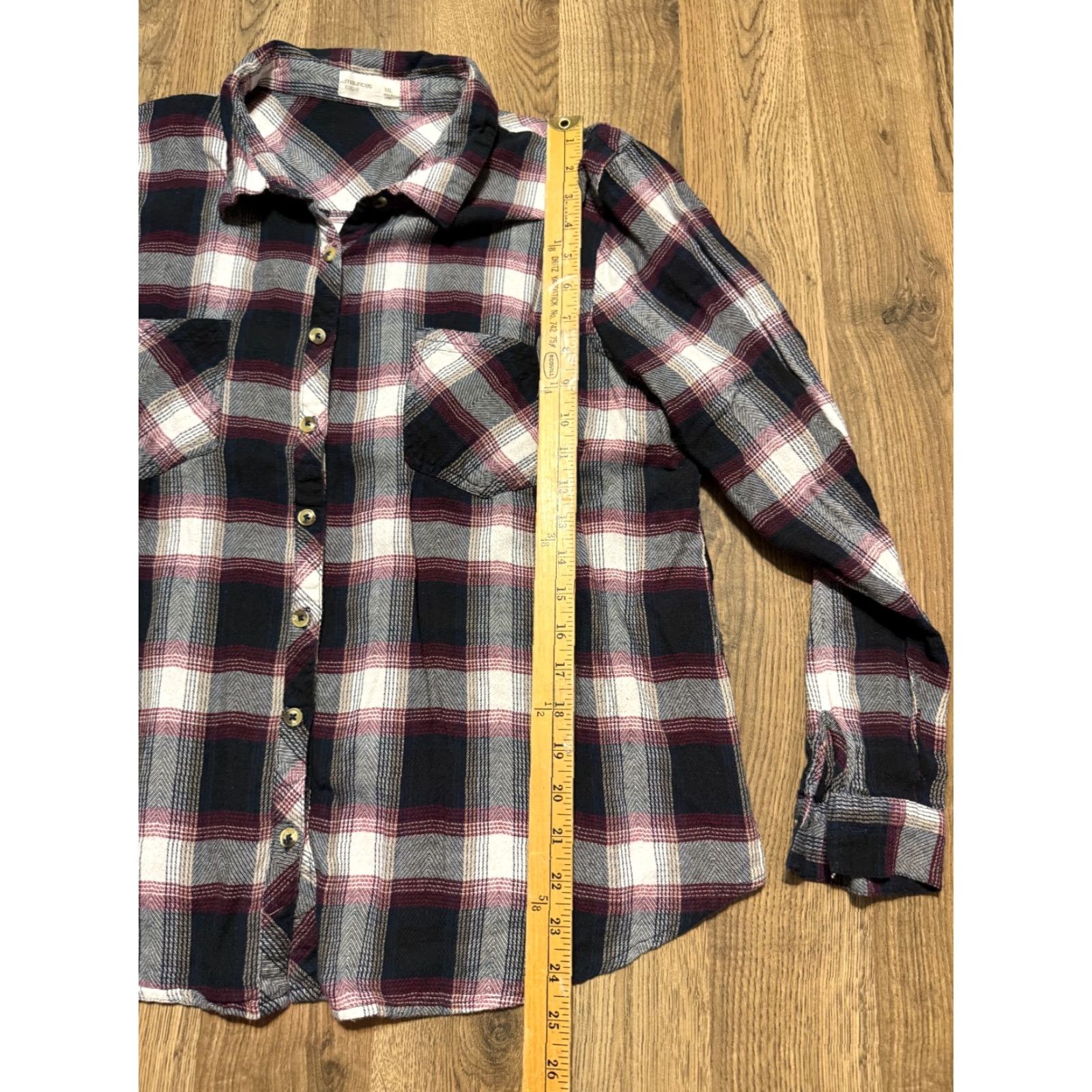 Vintage Maurices Shirt Women's Plus XXL Blue Purple White Plaid Button Up Relaxed Fit Size XXL / US 16-18 / IT 52-54 - 7 Thumbnail