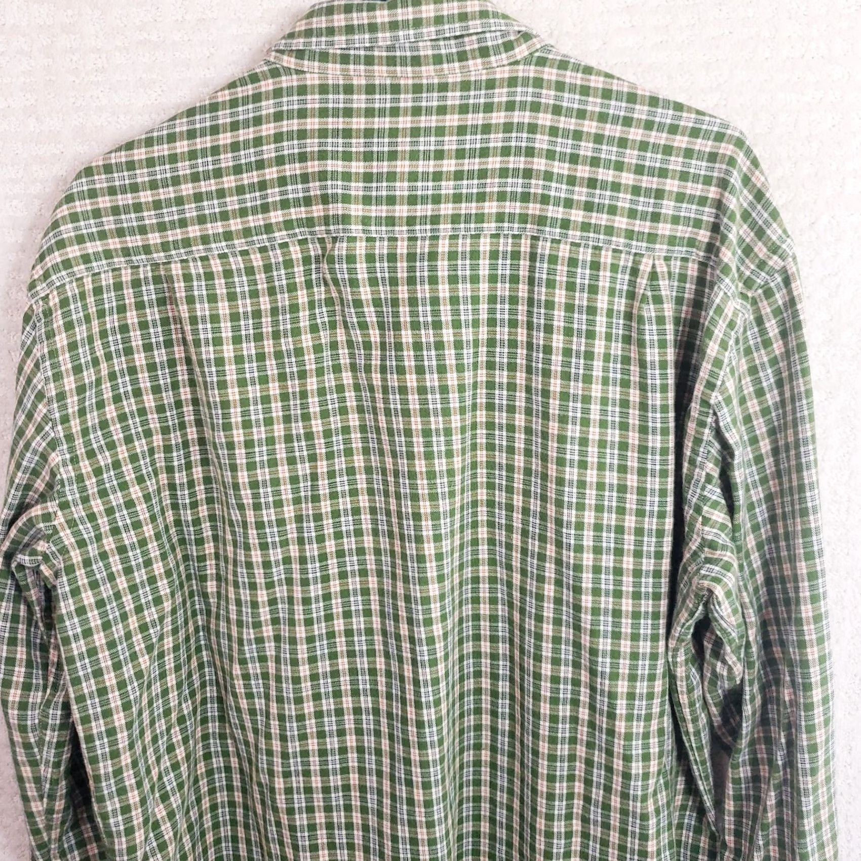 Vintage Beretta Green Plaid Cotton Flannel Button Up Dress Shirt Men's XL Size 42R - 7 Thumbnail