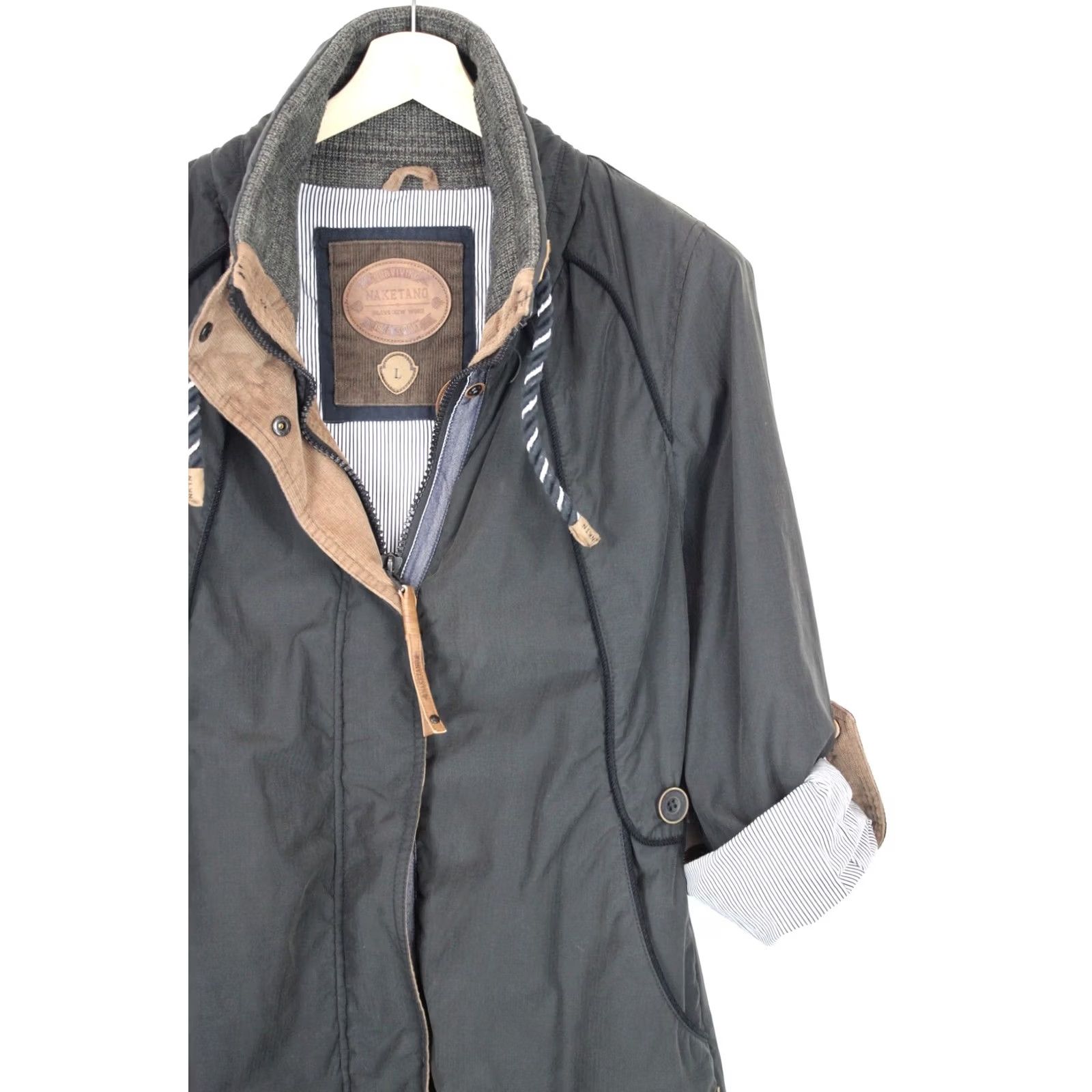 Vintage Naketano Jacket Women LARGE Roll Up Lightweight Full Zip Mid Length Grey Size L / US 10 / IT 46 - 4 Thumbnail